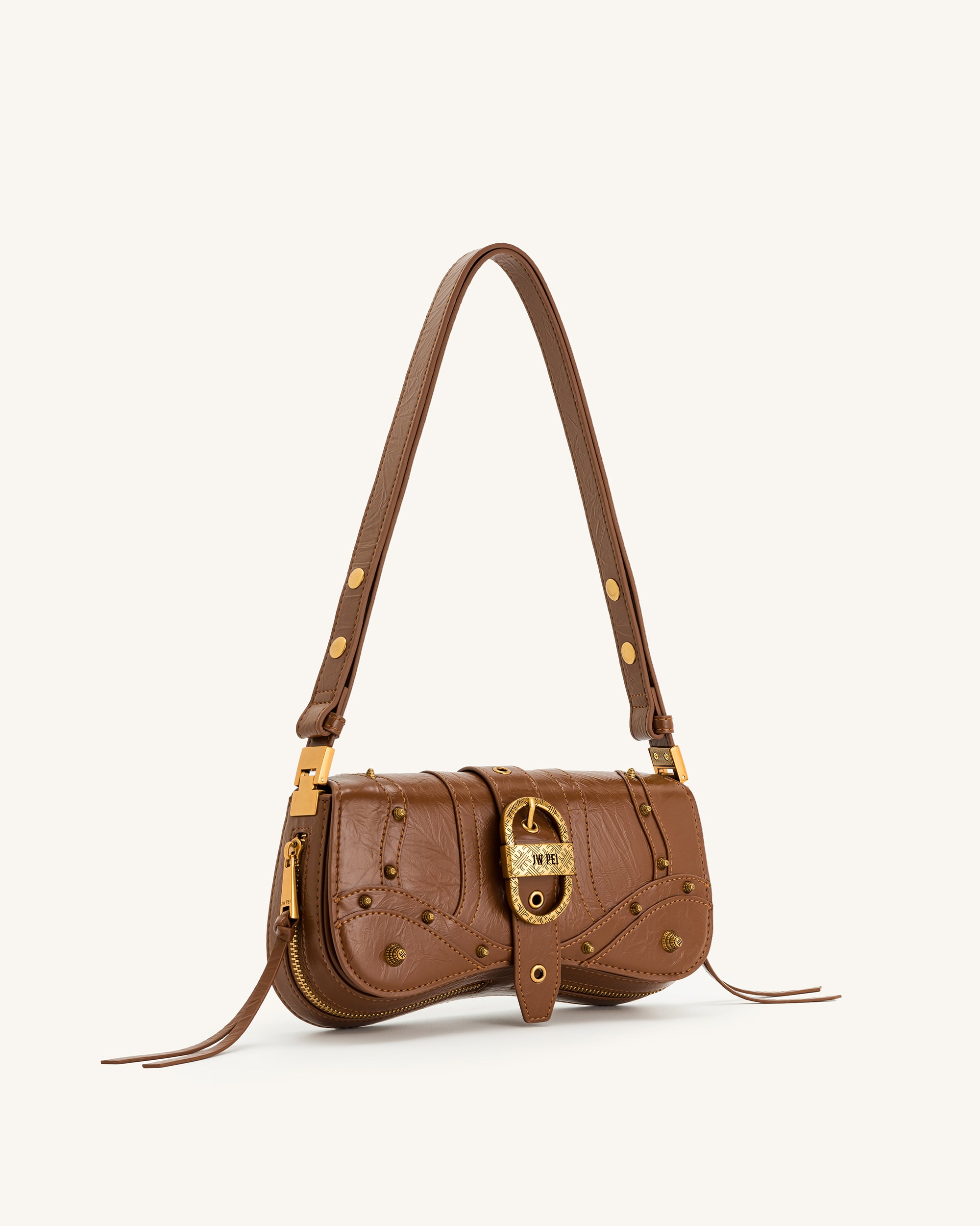 Joy Crushed Shoulder Bag - Brown - Image 2