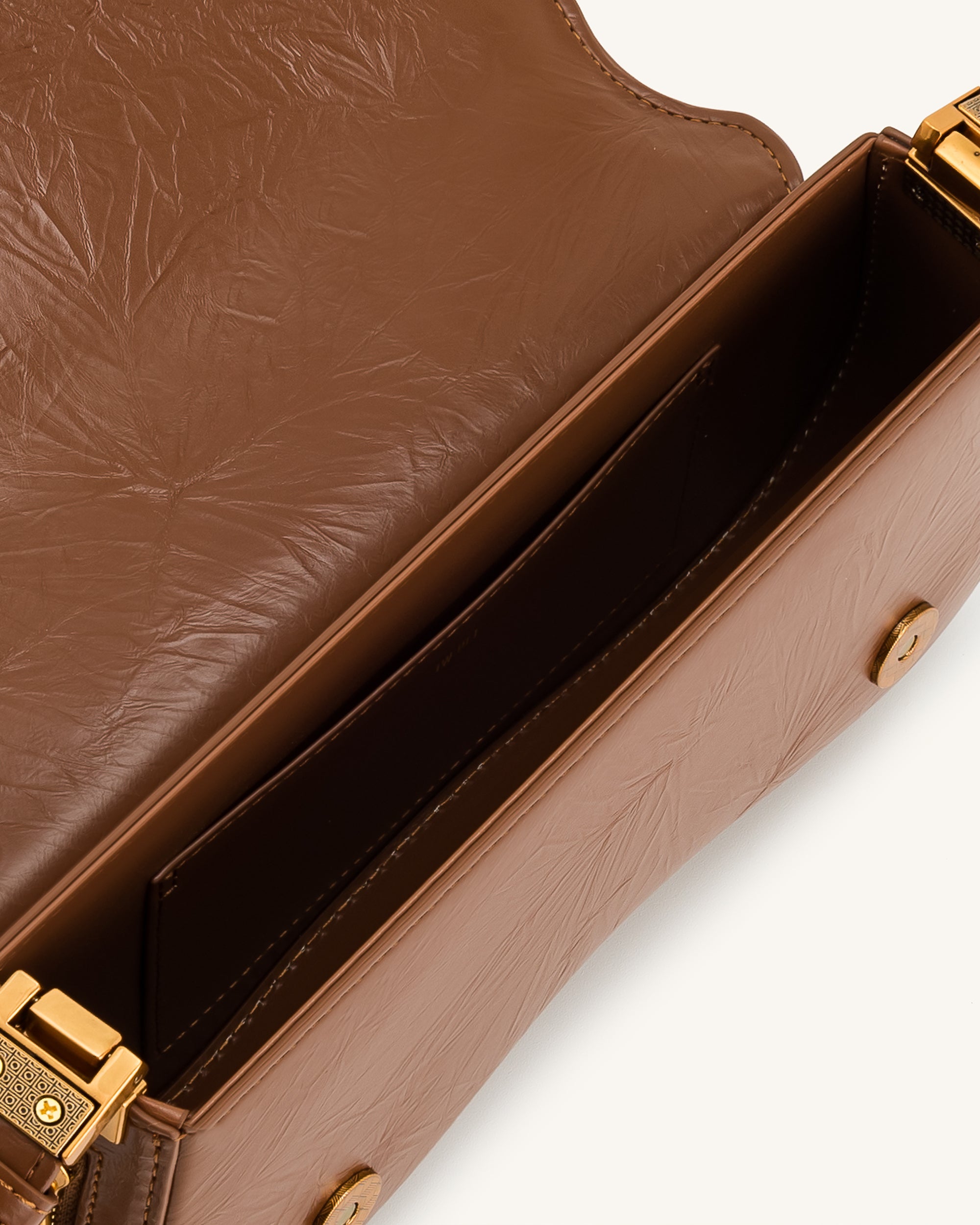 Joy Crushed Shoulder Bag - Brown - Image 4