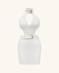 Alternative view of Gabriella Belted Cutout Halter Mini Dress - Ivory