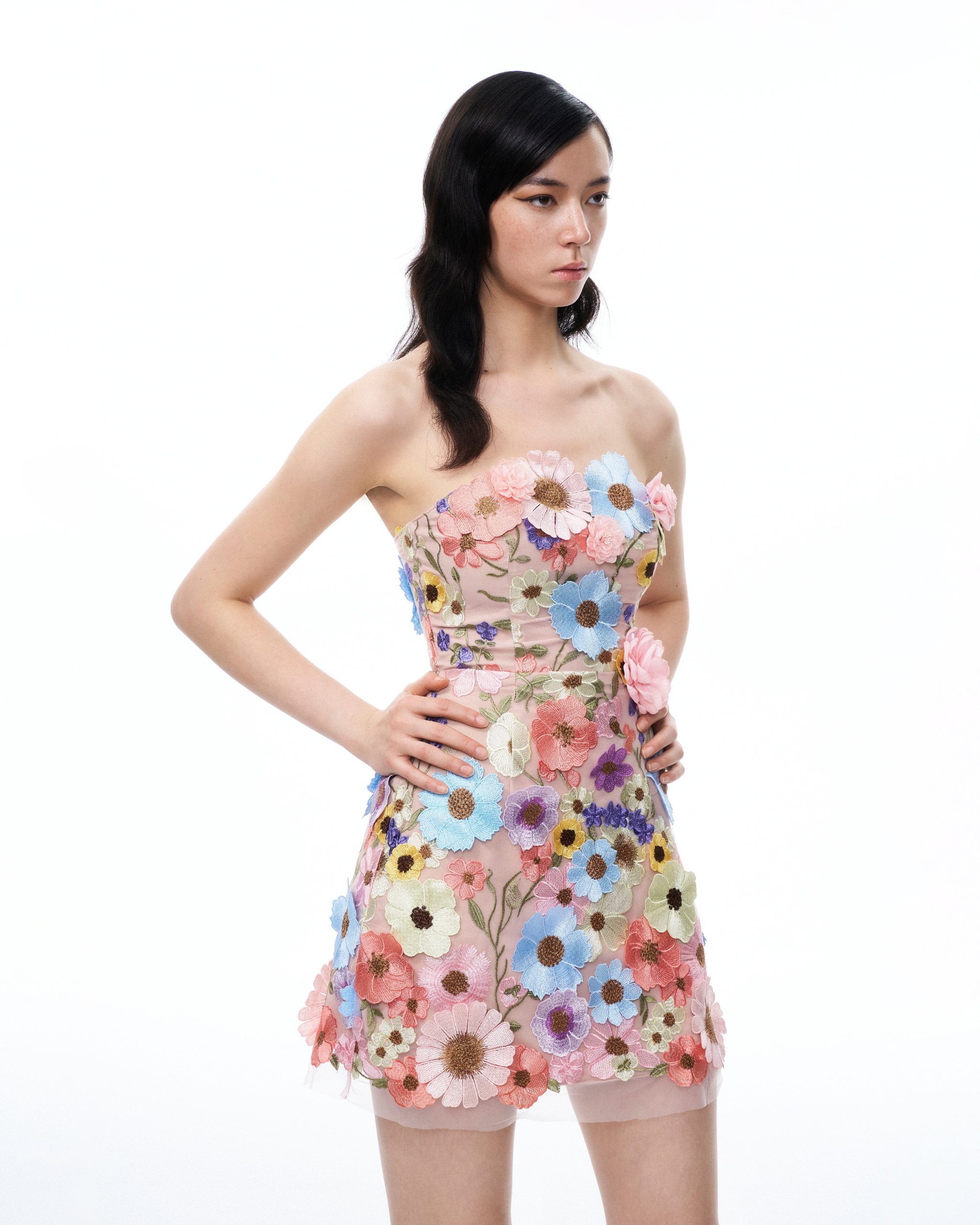 Odalys Floral Embroidered Mini Dress - Pastel Multi - Image 4