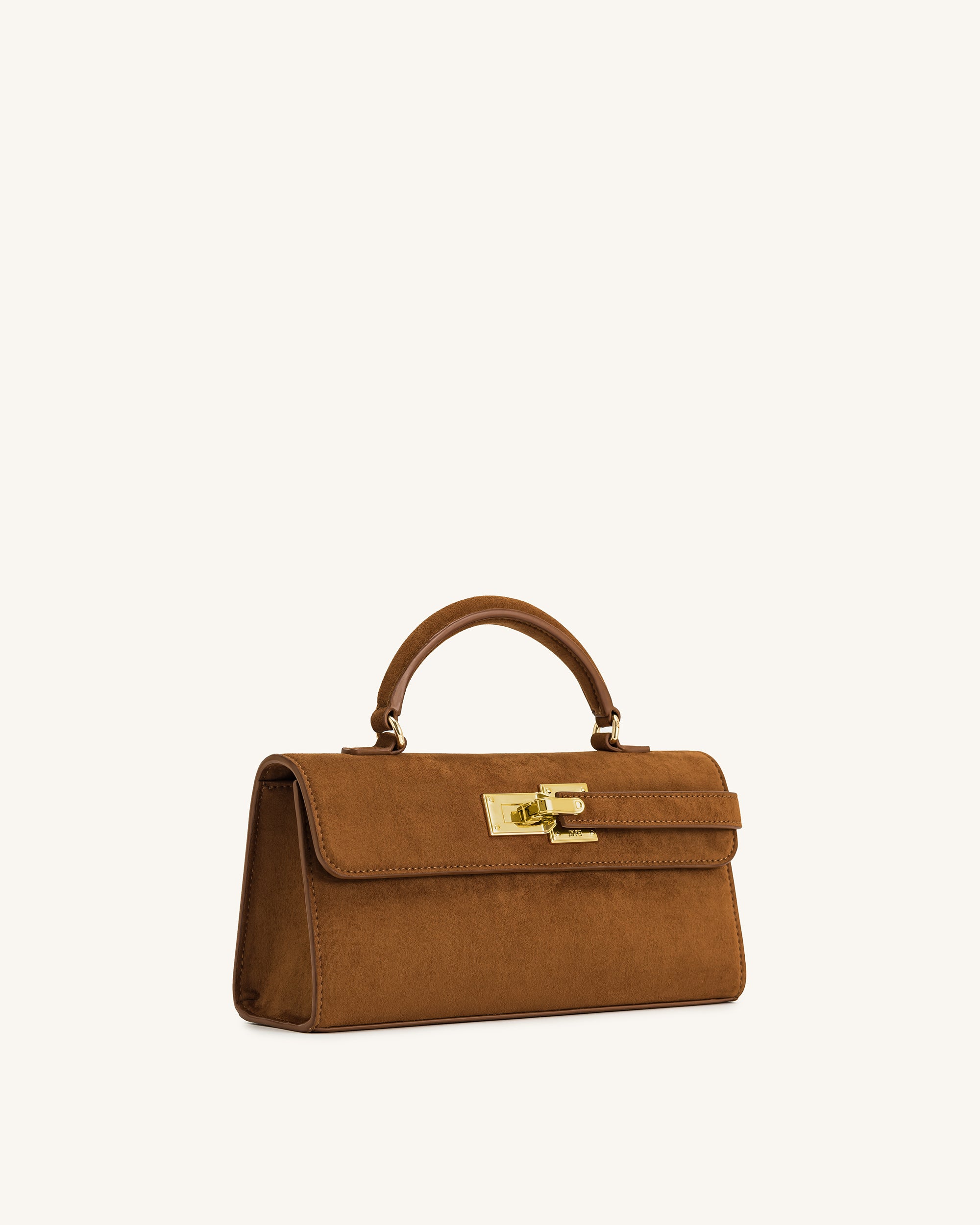 Keyla Faux Suede Top Handle Bag - Brown - Image 2