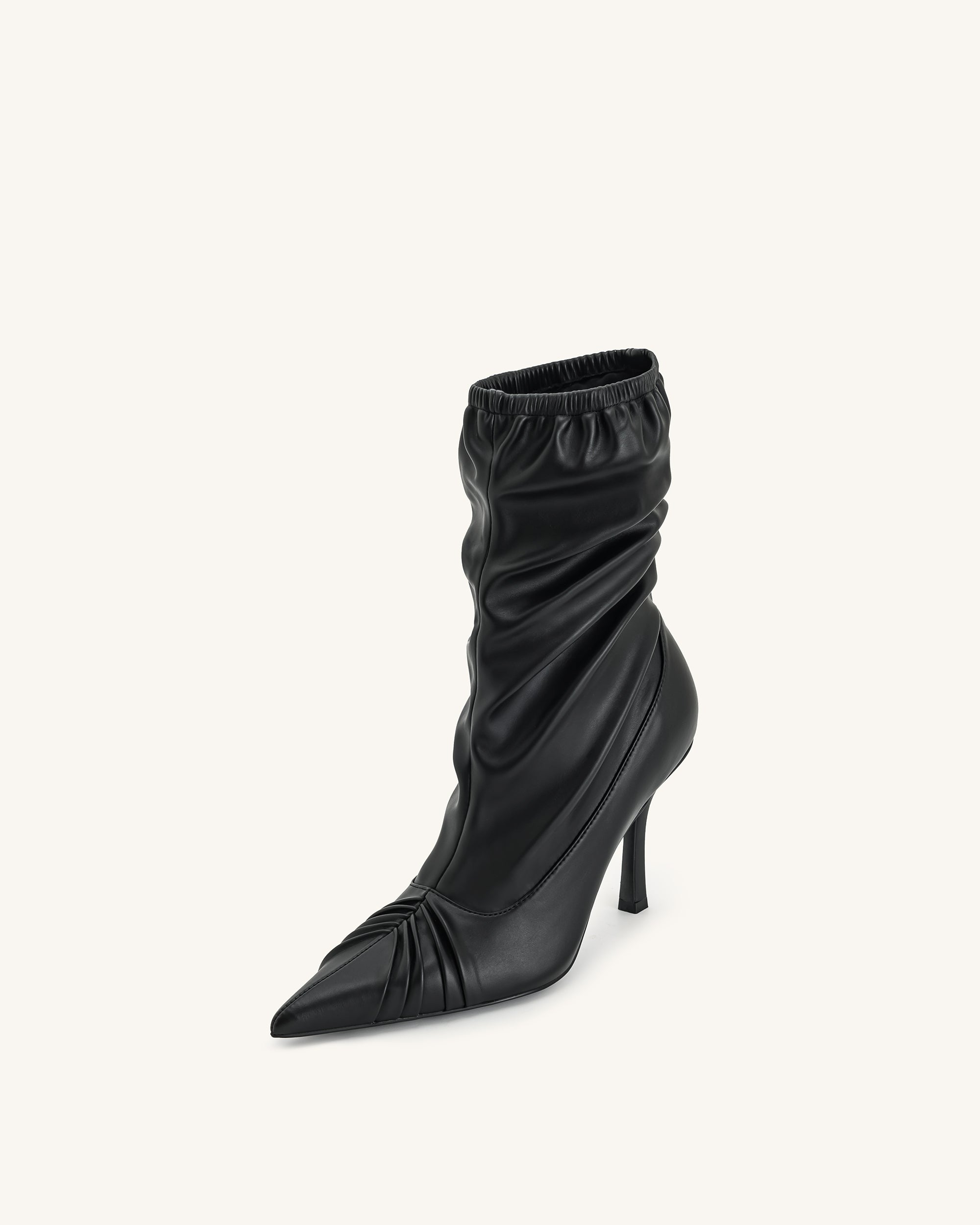 Joanne Paneled Detailing leather Ankle Boots - Black - Image 6