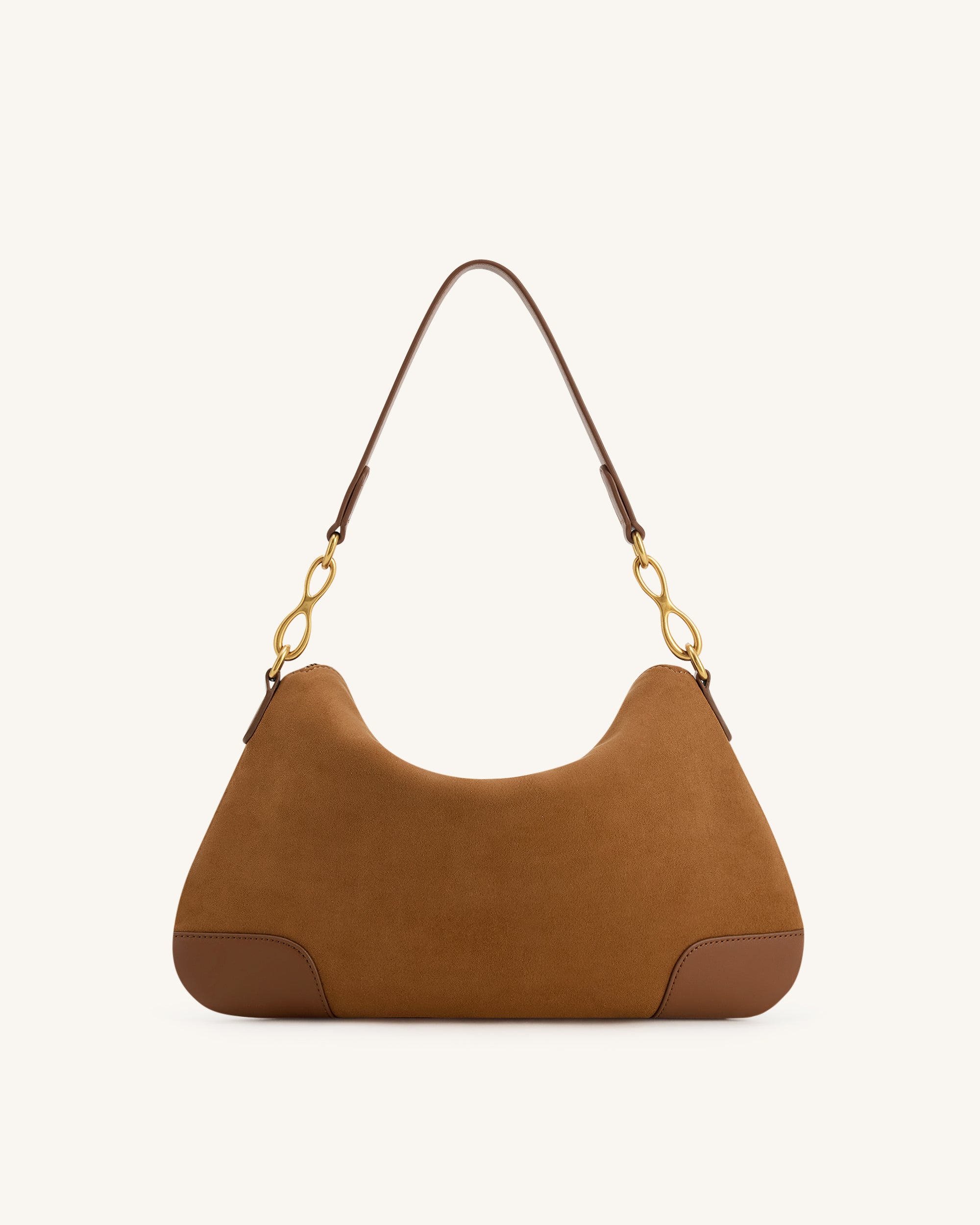 Jayla Faux Suede Metal Pendant Embellished Shoulder Bag - Brown - Image 3