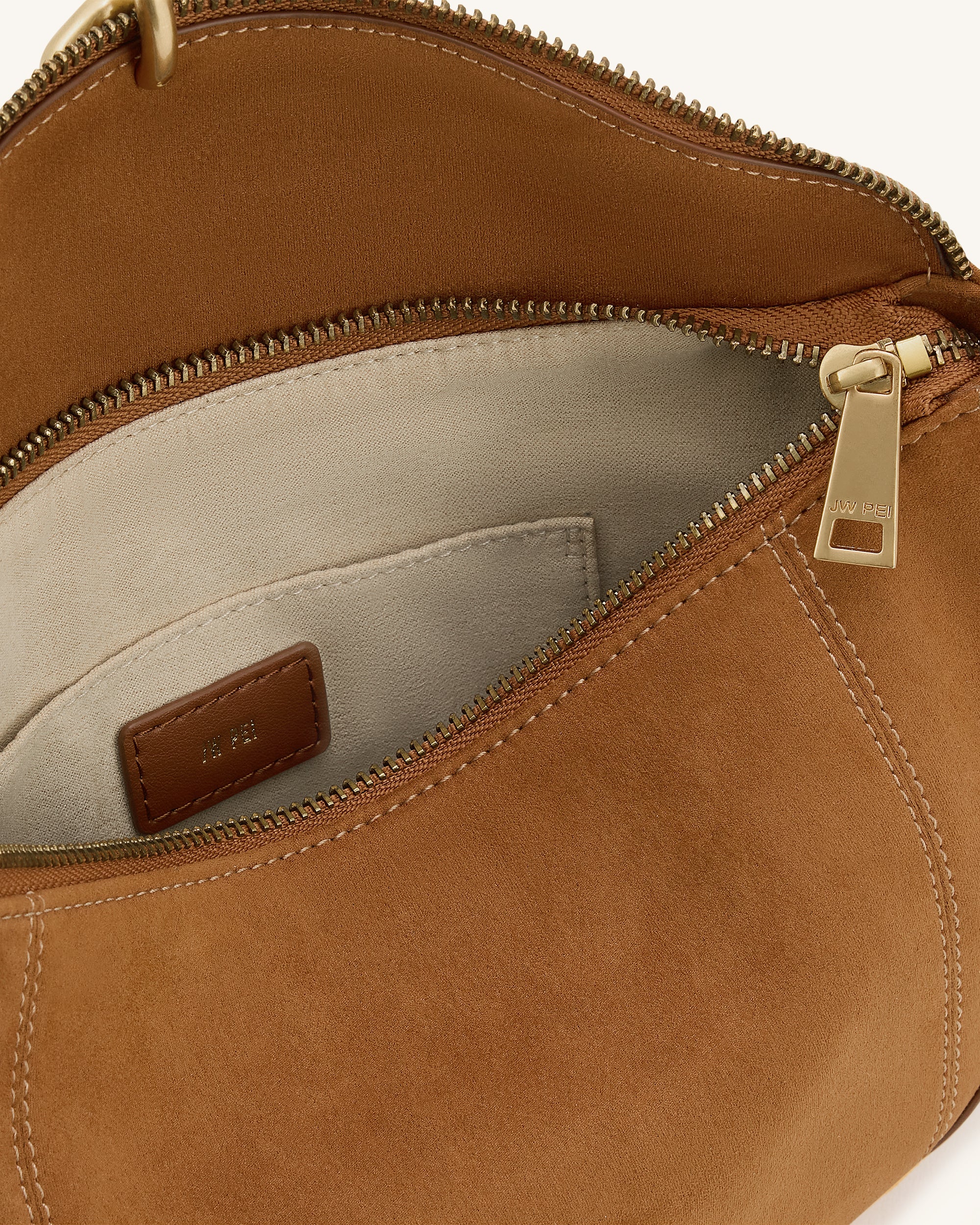 Jayla Faux Suede Metal Pendant Embellished Shoulder Bag - Brown - Image 4