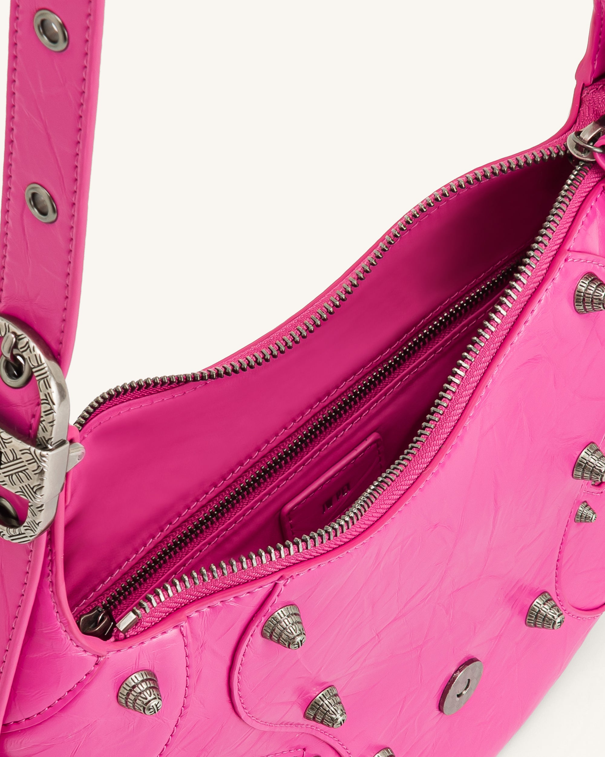 Tessa Crushed Shoulder Bag - Bright Pink - Image 4