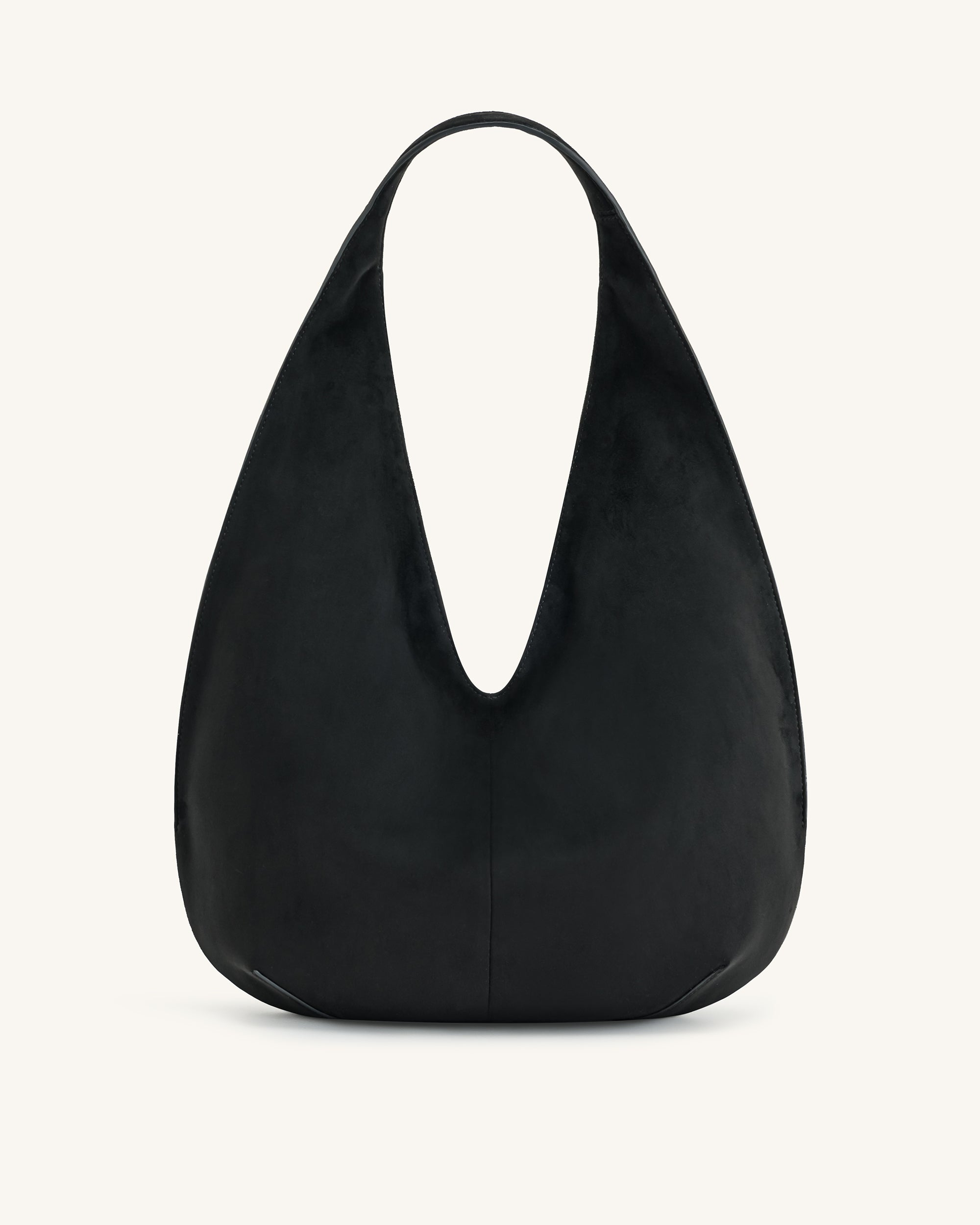 Dara Faux Suede Hobo Bag - Black - Image 3