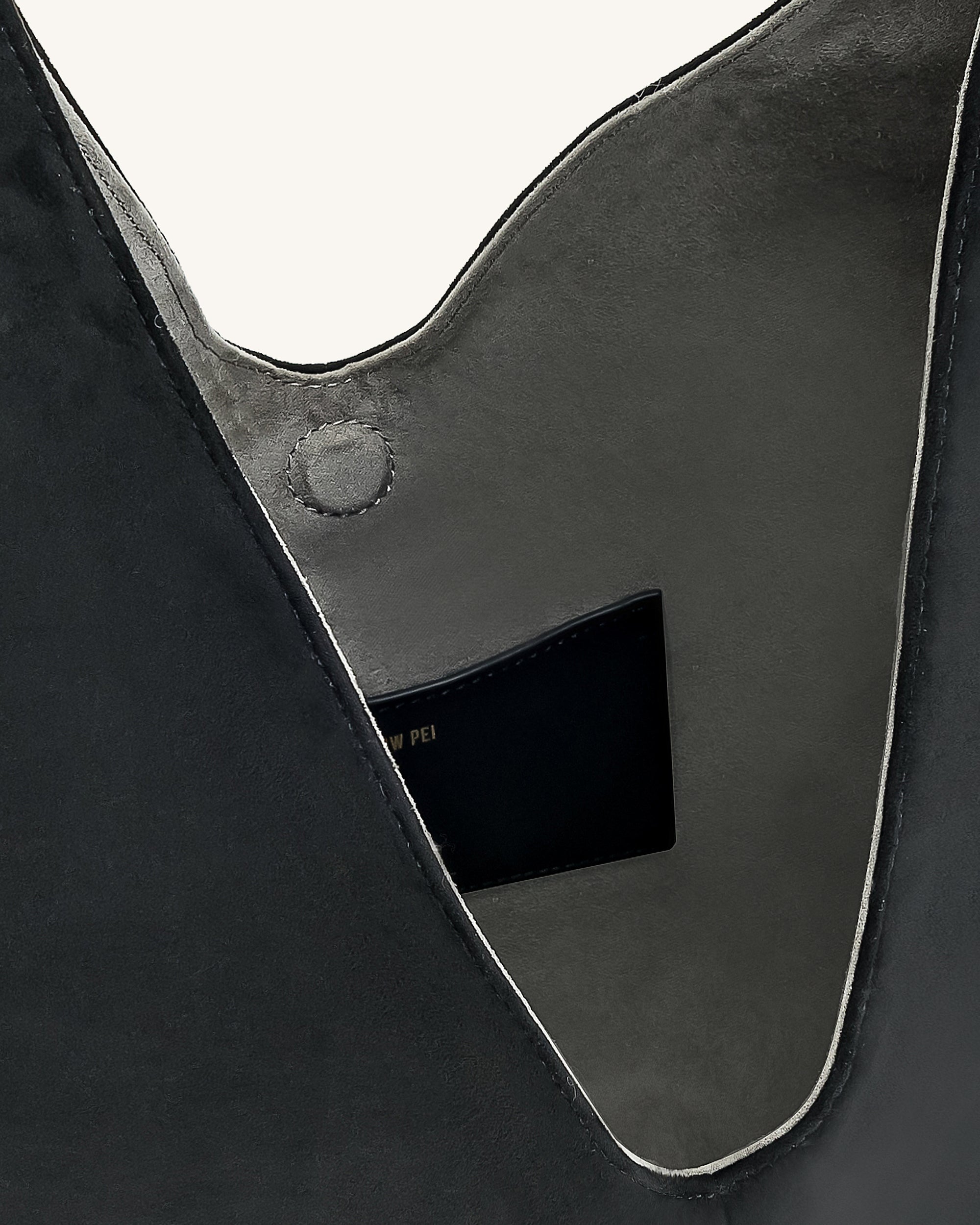 Dara Faux Suede Hobo Bag - Black - Image 4