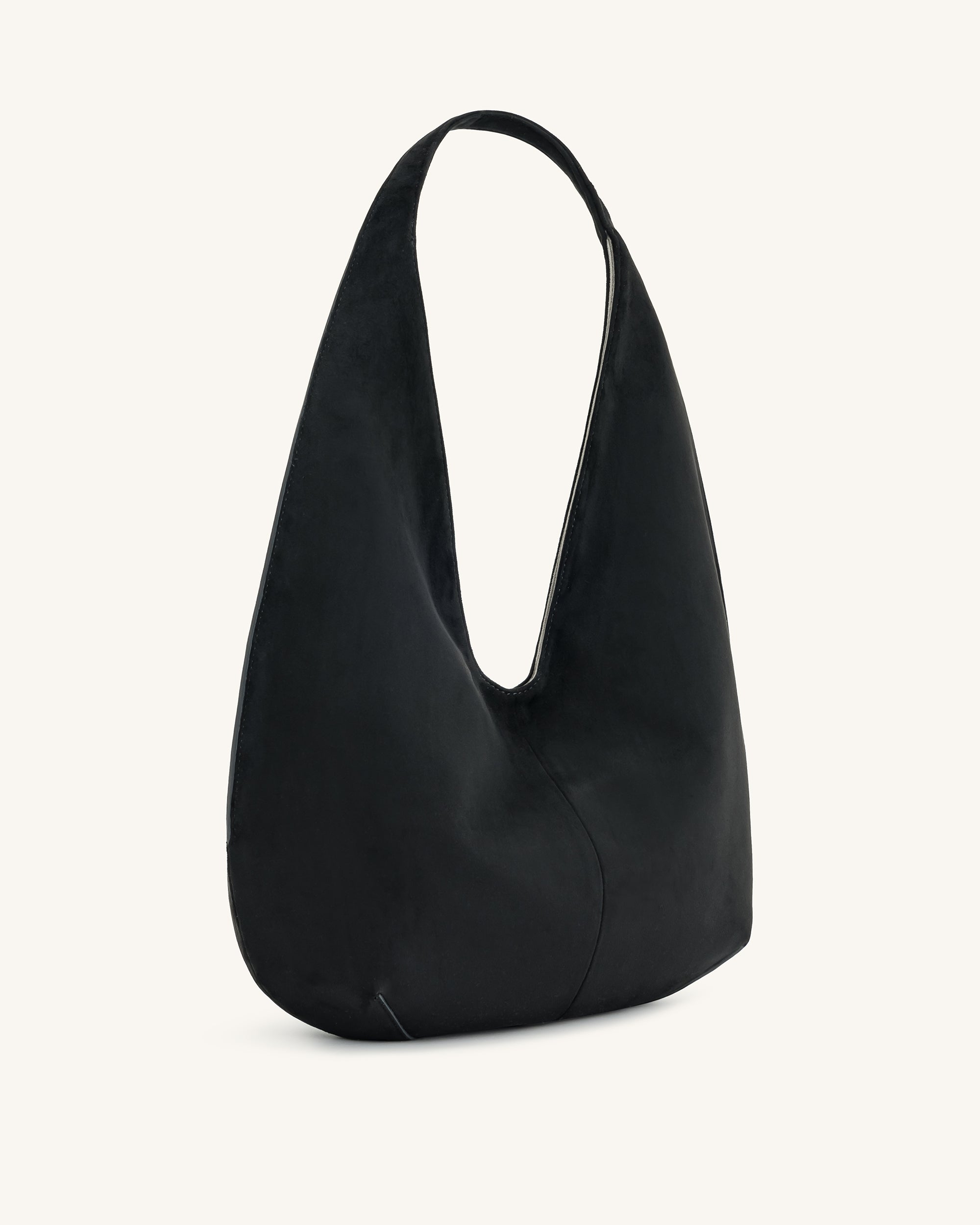 Dara Faux Suede Hobo Bag - Black - Image 2