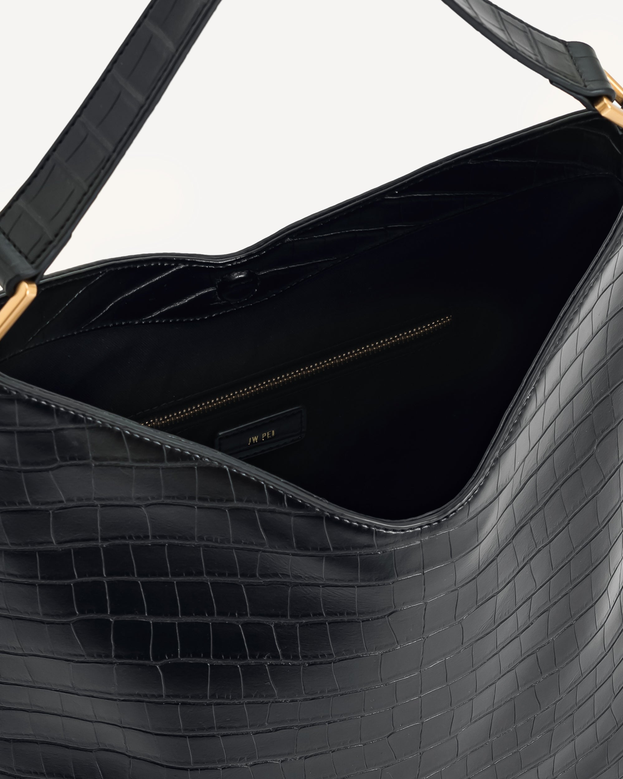 Aria Shoulder Bag - Black Croc - Image 4