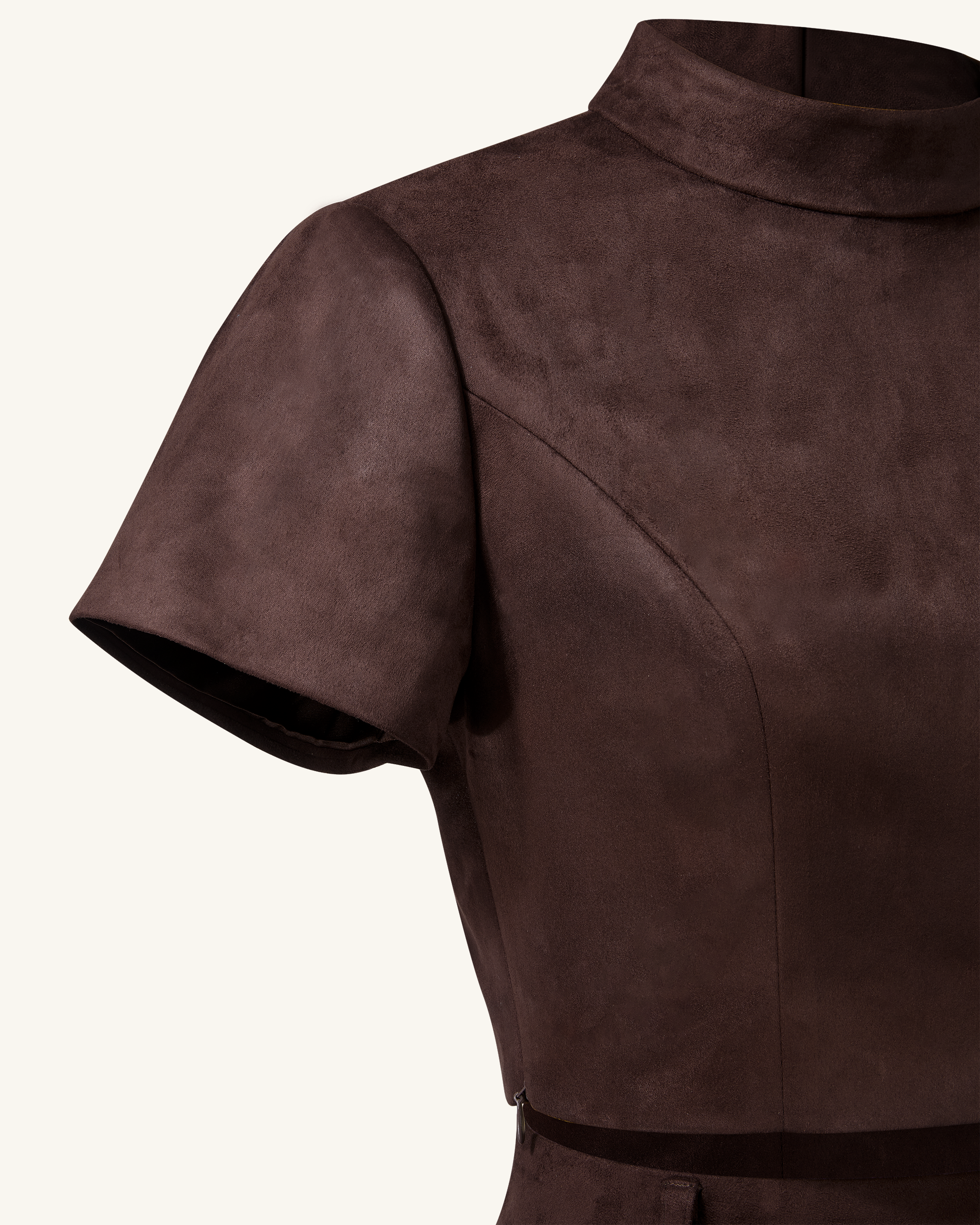 Grace Faux Suede Crop Top and Mini Skirt Set - Chocolate Brown - Image 7