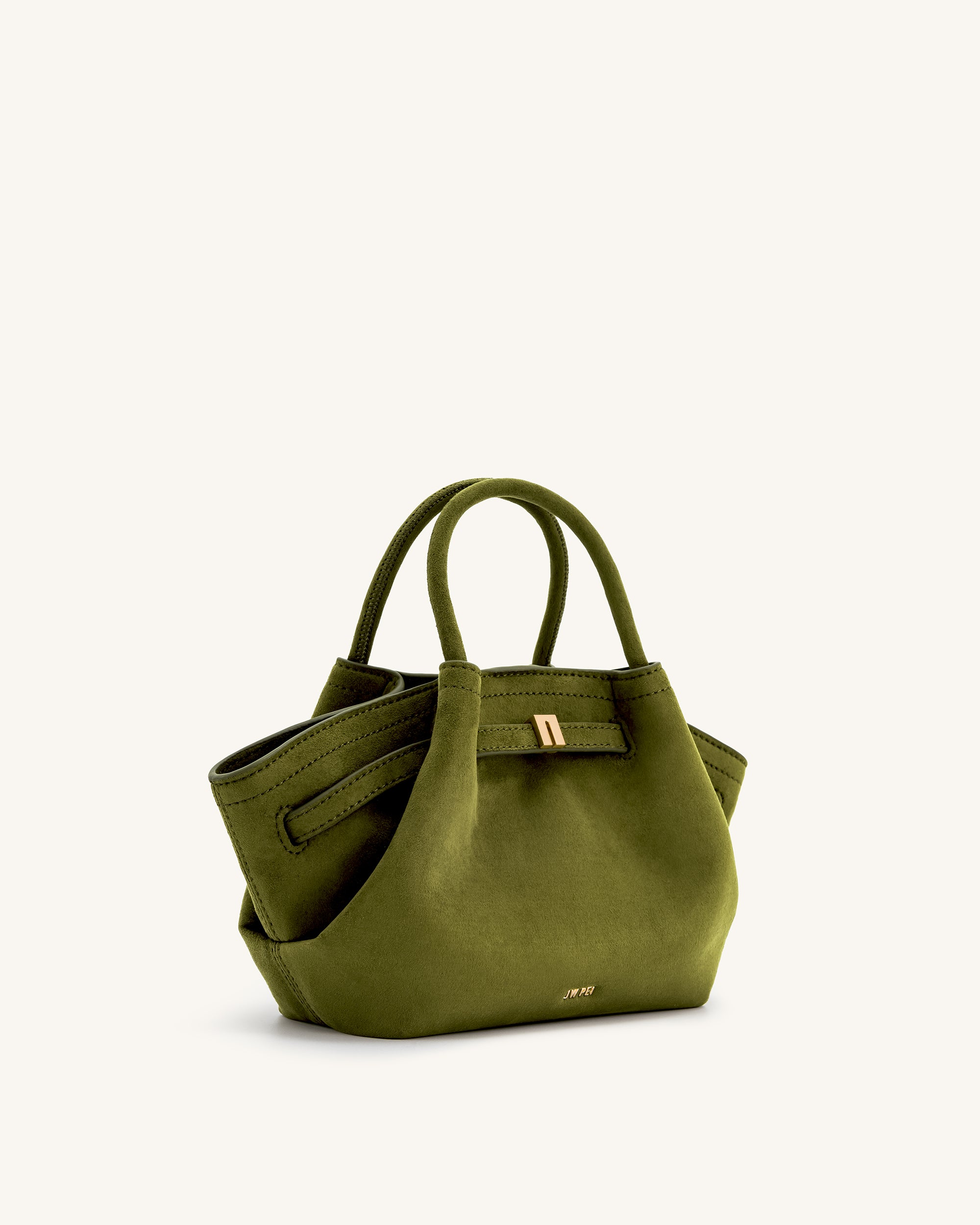 Hana Mini Faux Suede Tote Bag - Dark Olive - Image 4