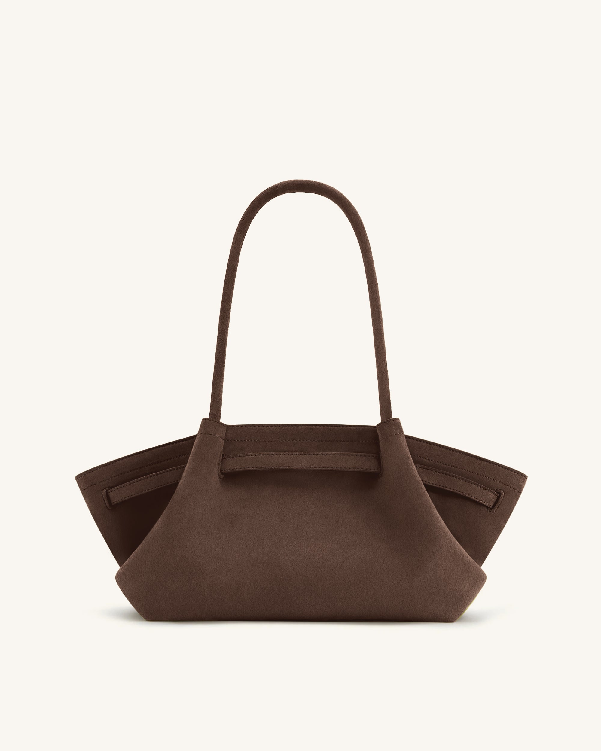 Hana Wide Faux Suede Tote Bag - Dark Brown - Image 4