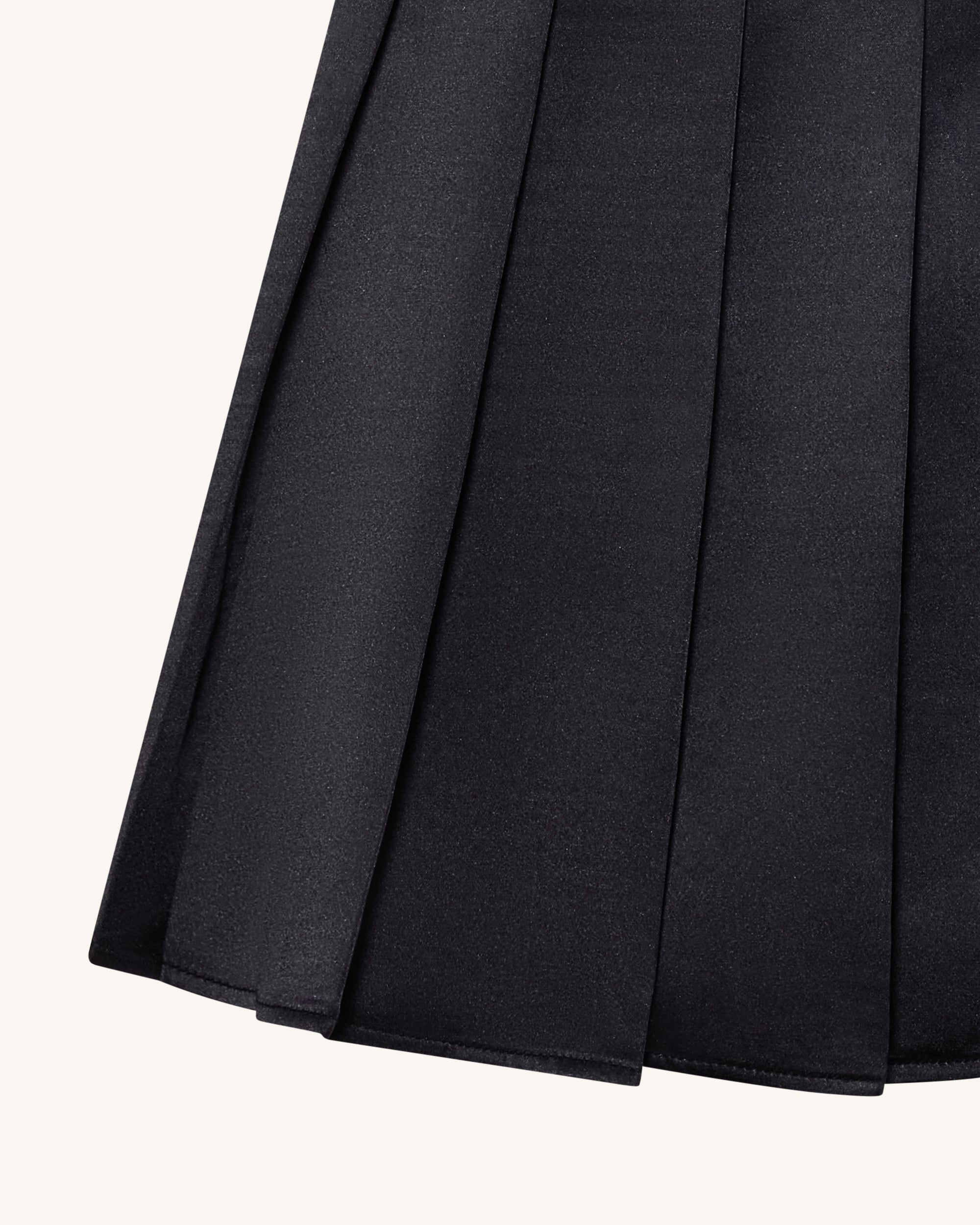 Satin Pleated Mini Skirt - Black - Image 5