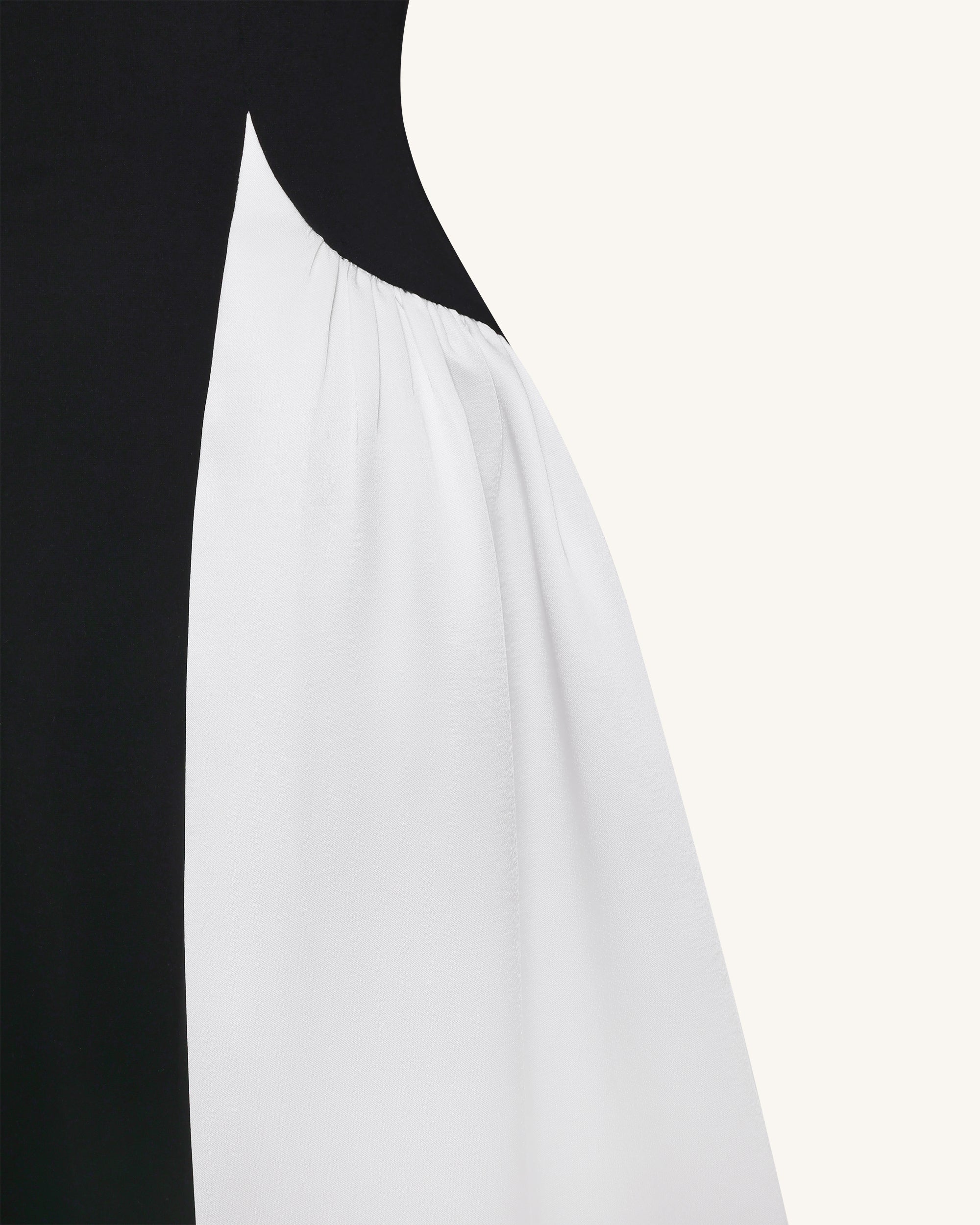 Monochrome Paneled Strapless Sculptural Maxi Dress - Black - Image 7