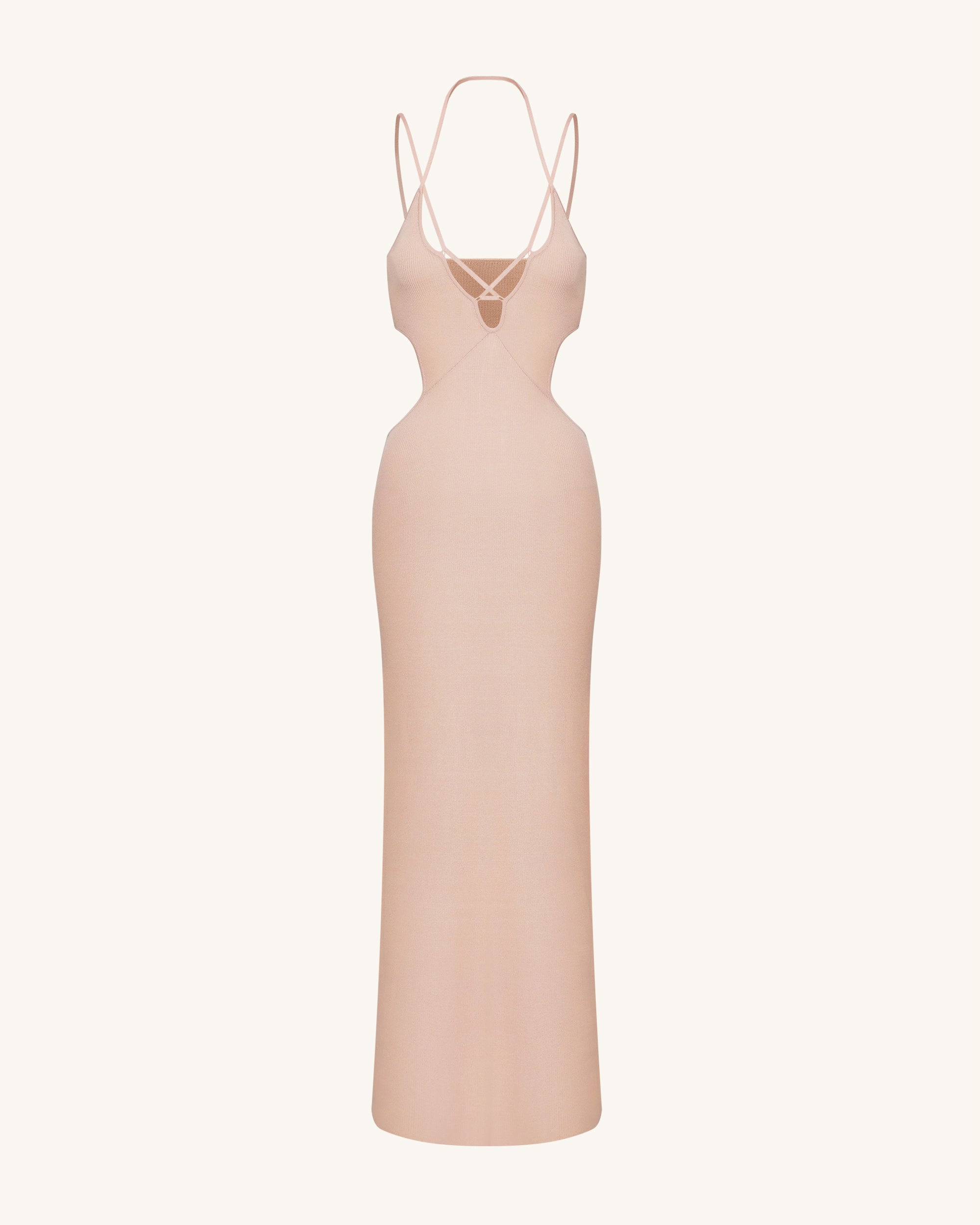 Ribbed Knit Cutout Maxi Dress - Pink - Image 4