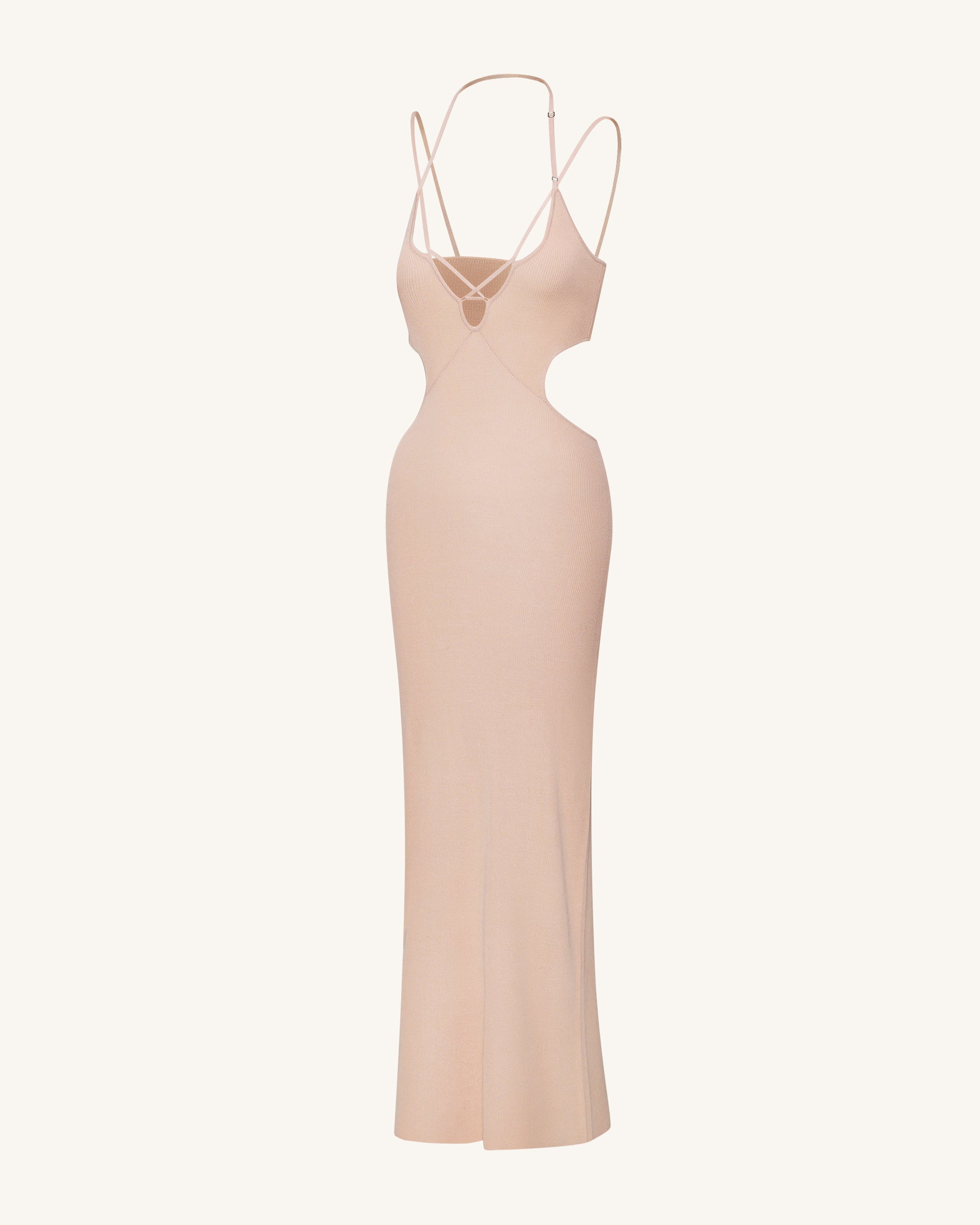 Ribbed Knit Cutout Maxi Dress - Pink - Image 5