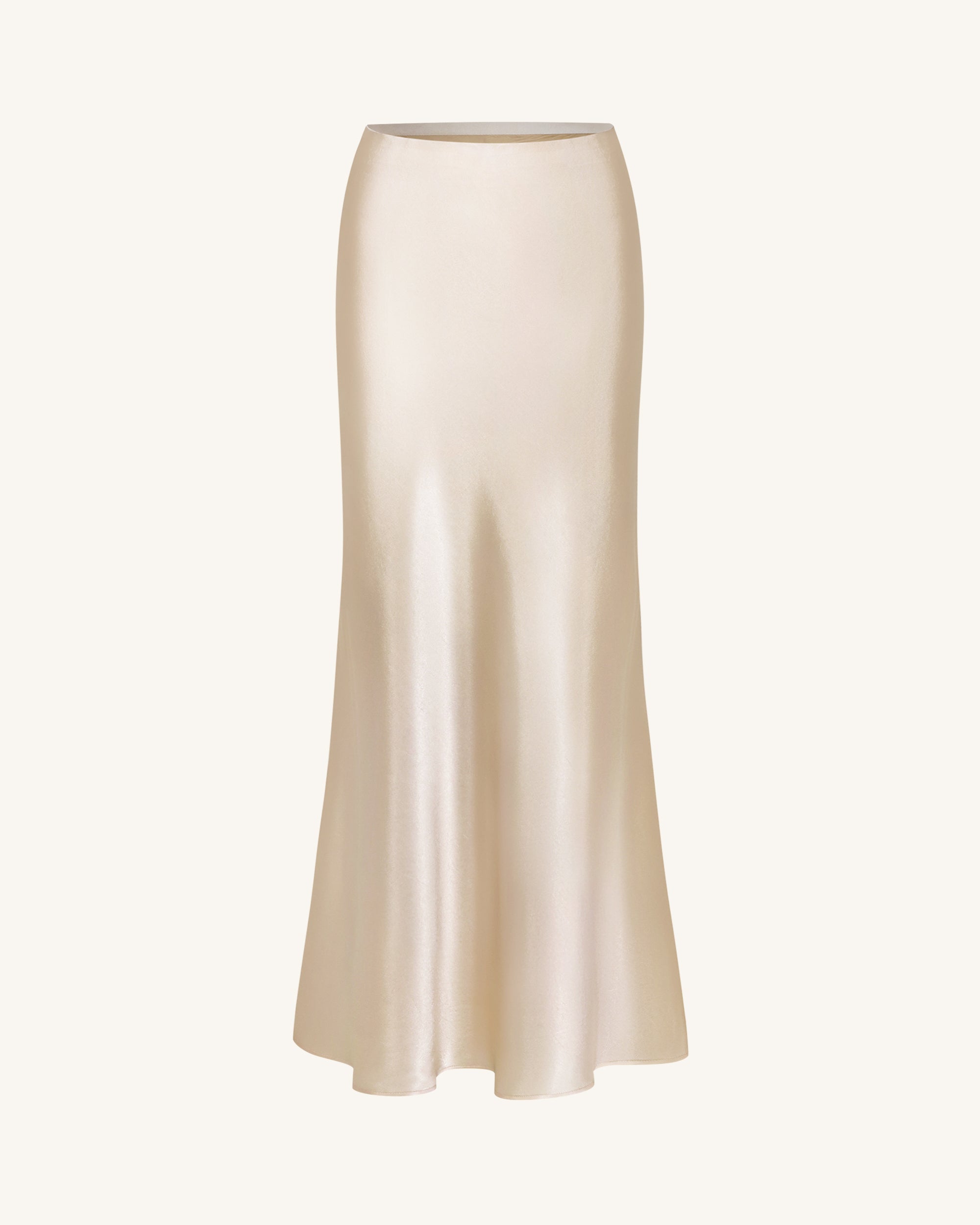 Satin-Feel Draped Maxi Skirt - Cream - Image 4