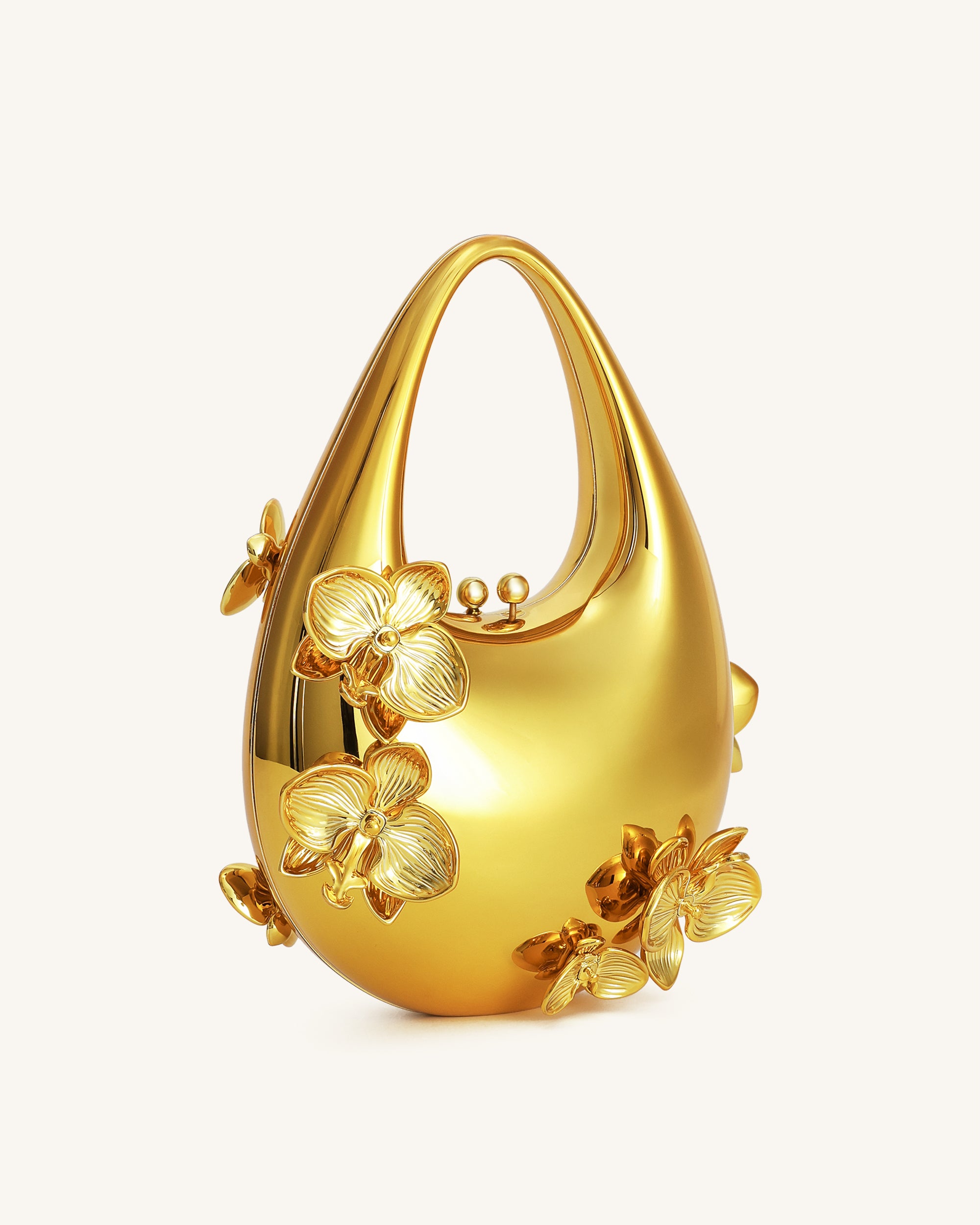 Lydia Floral Embellished Handbag - Gold - Image 2