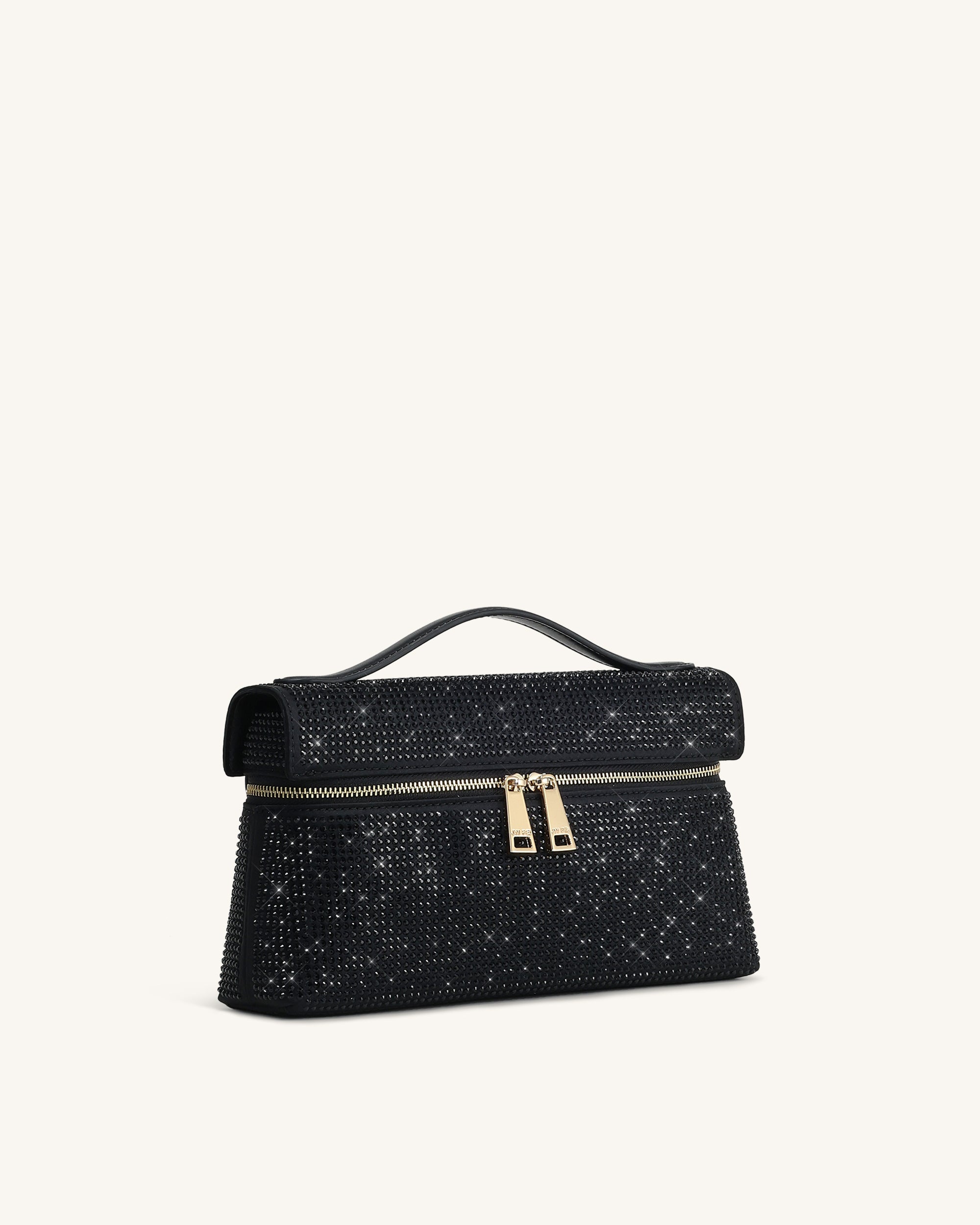Thea Artificial Crystal Top Handle Bag - Black - Image 2