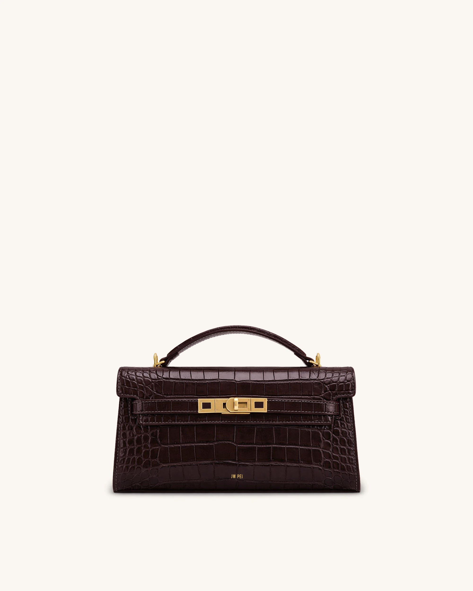 Noor Top Handle Bag - Dark Brown Croc