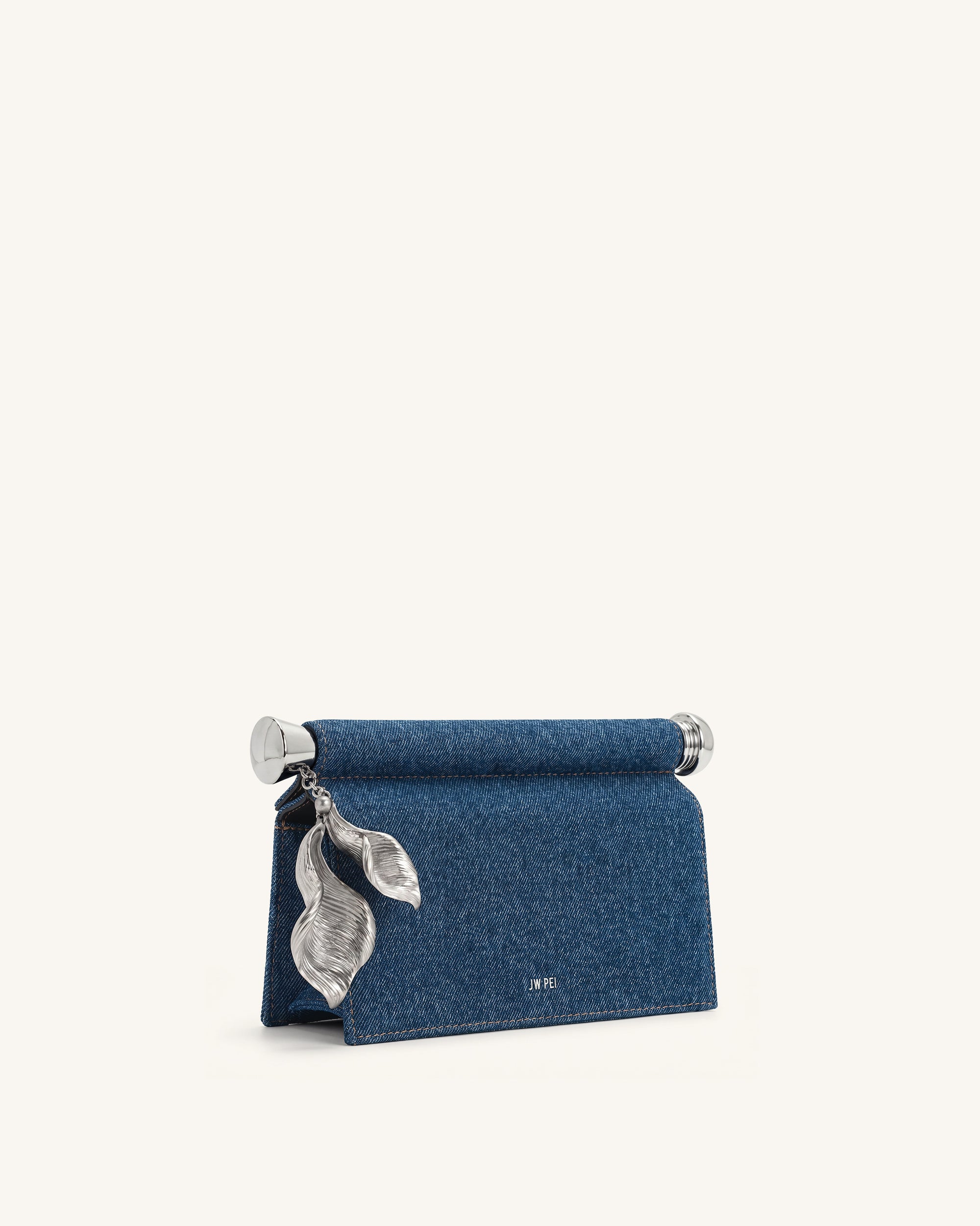 Holly Metal Pendant Embellished Clutch - Blue Denim - Image 2