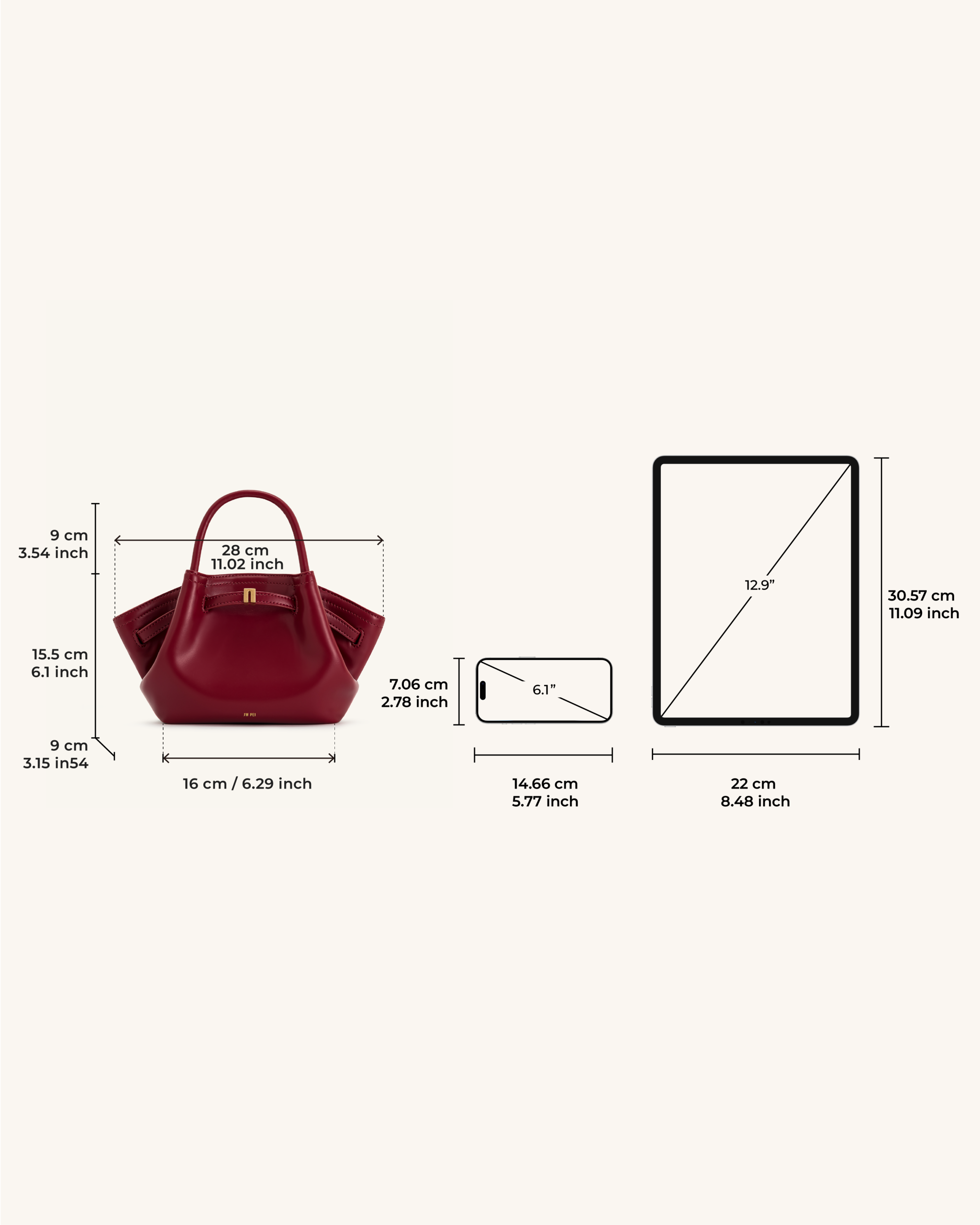 Hana Mini Tote Bag - Claret - Image 6
