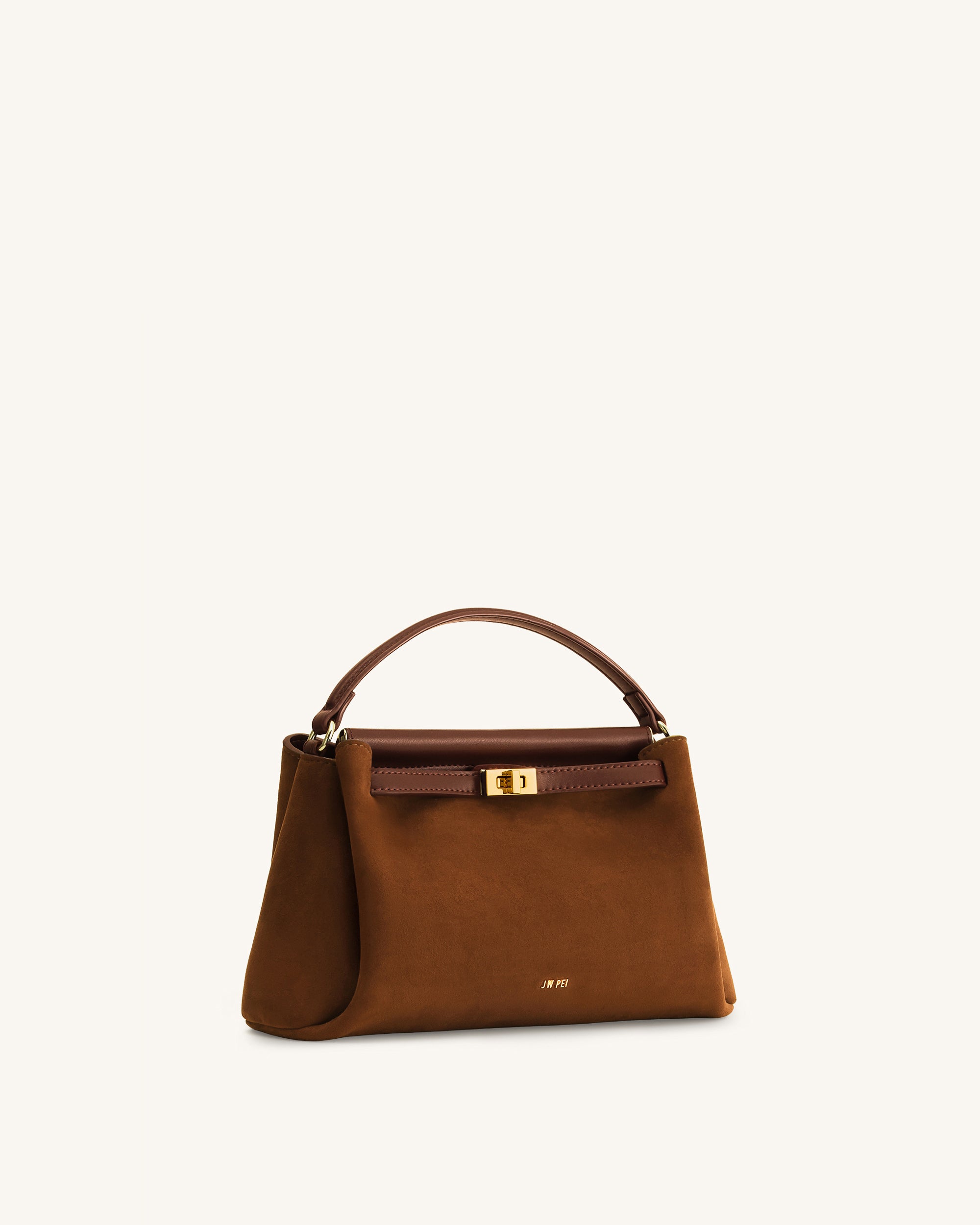 Carmen Faux Suede Top Handle Bag - Brown - Image 2