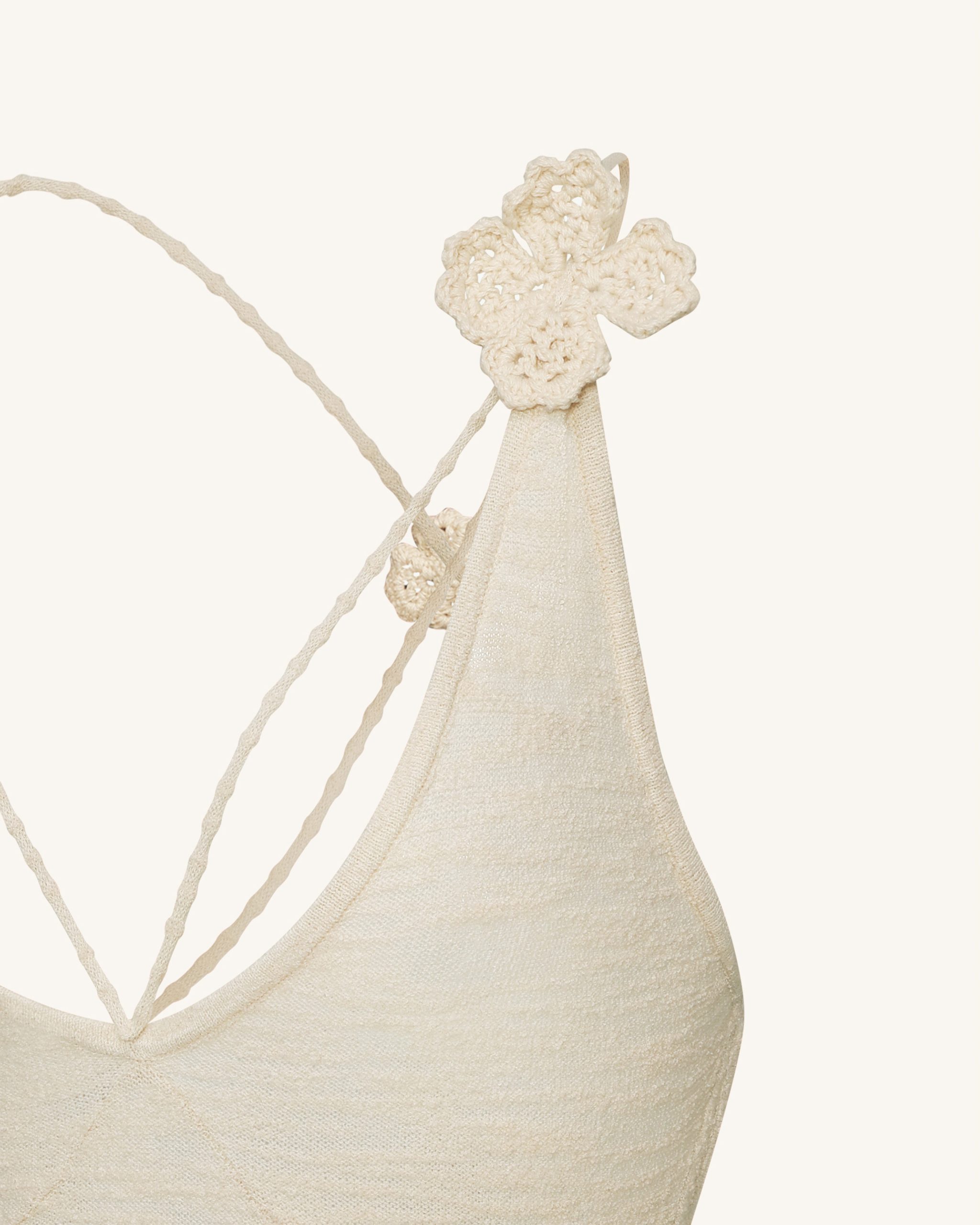 Textured Knit Halter Maxi Dress - Cream - Image 5