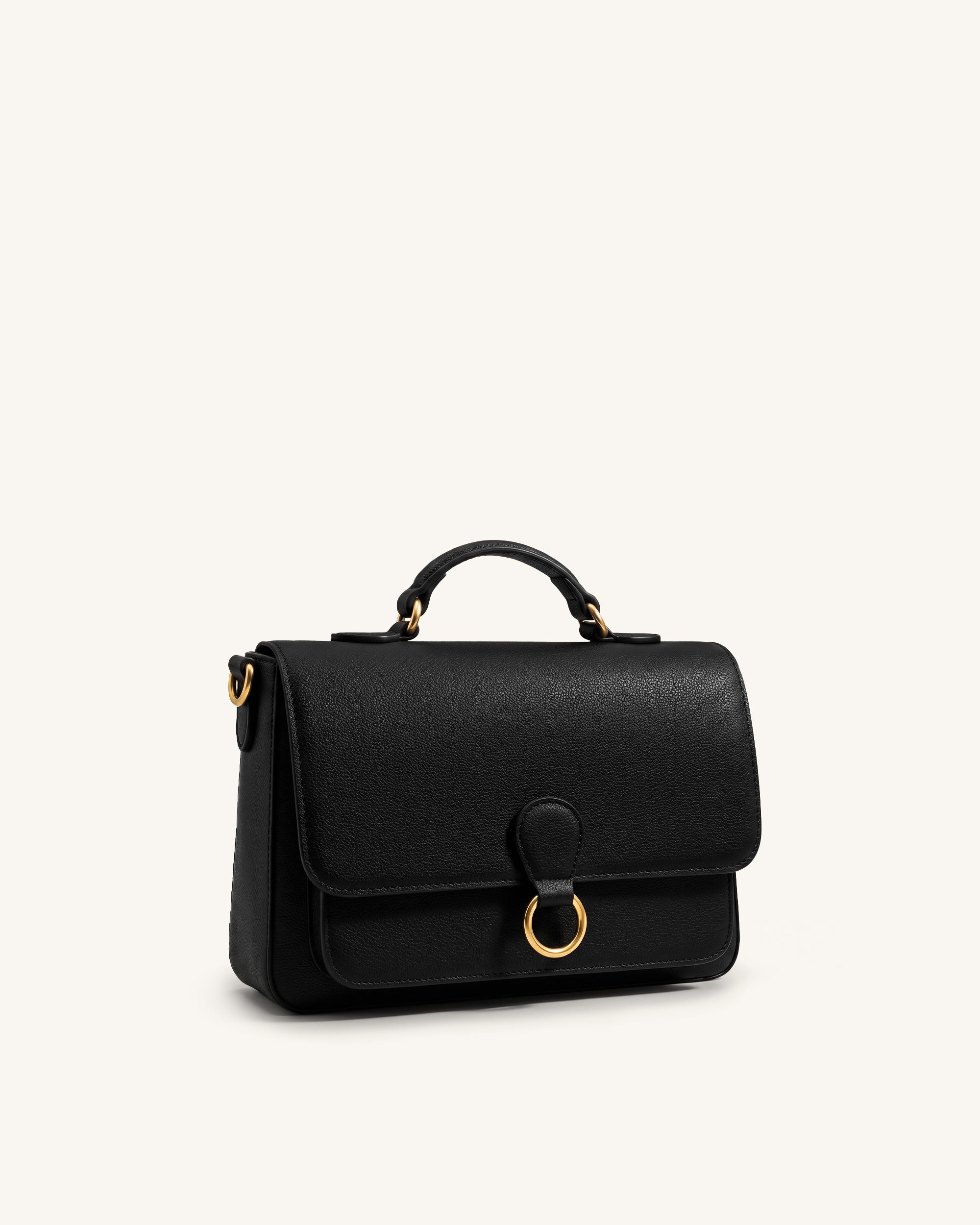 Mirelle Pebbled Top Handle Satchel - Black - Image 2