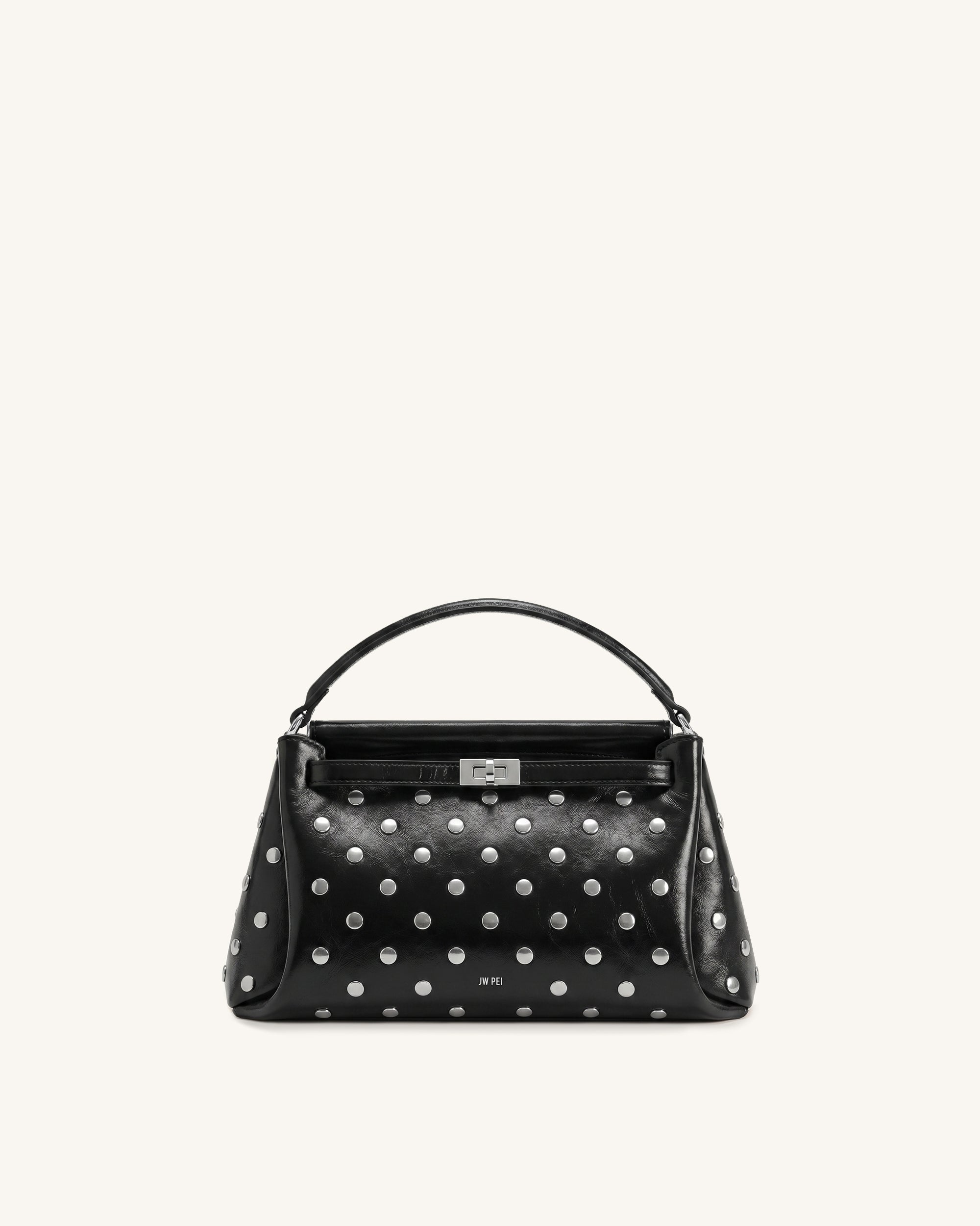 Carmen Studded Top Handle Bag - Ink Black