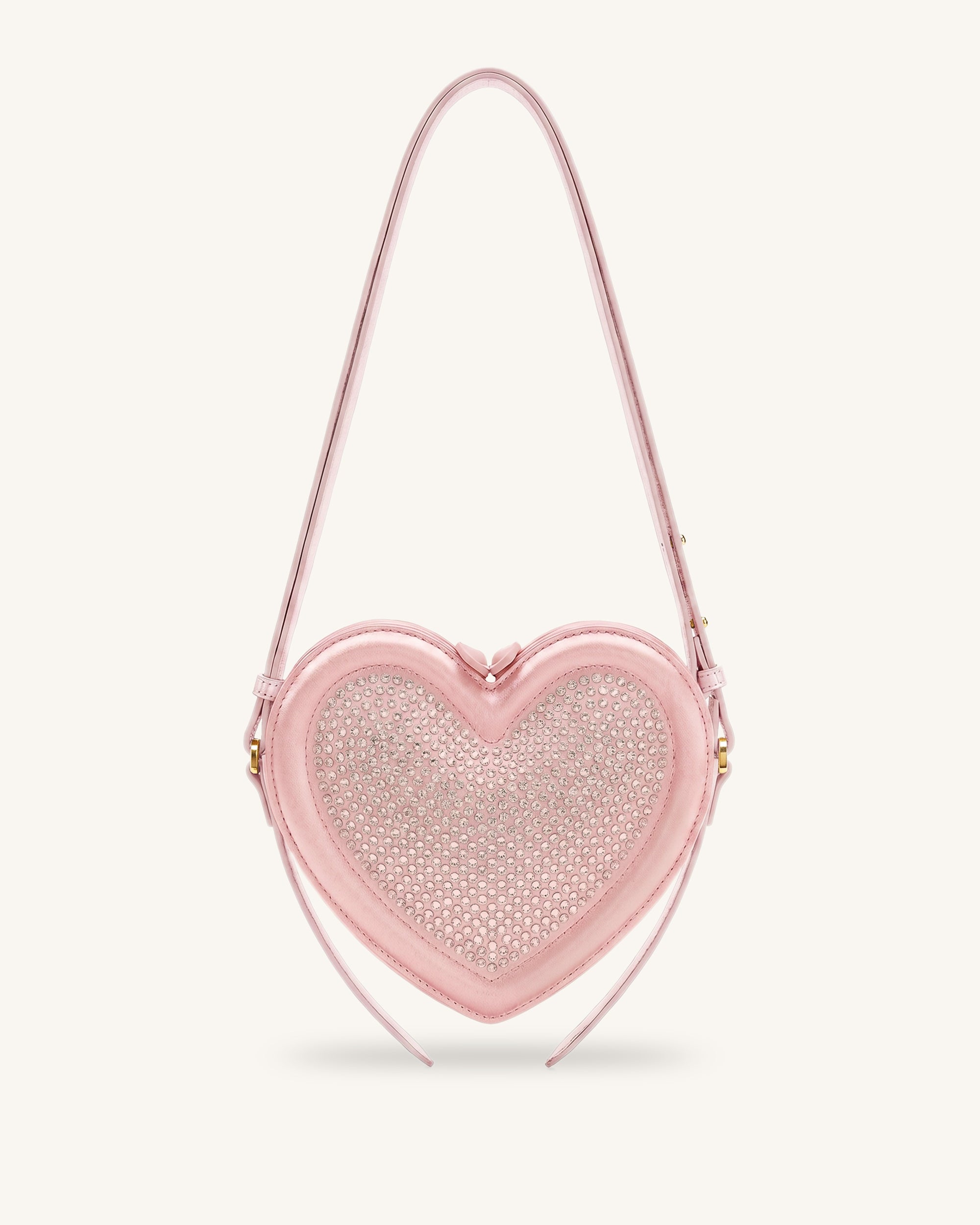 Arlene Artificial Crystal Heart Shaped Crossbody Bag - Light Pink