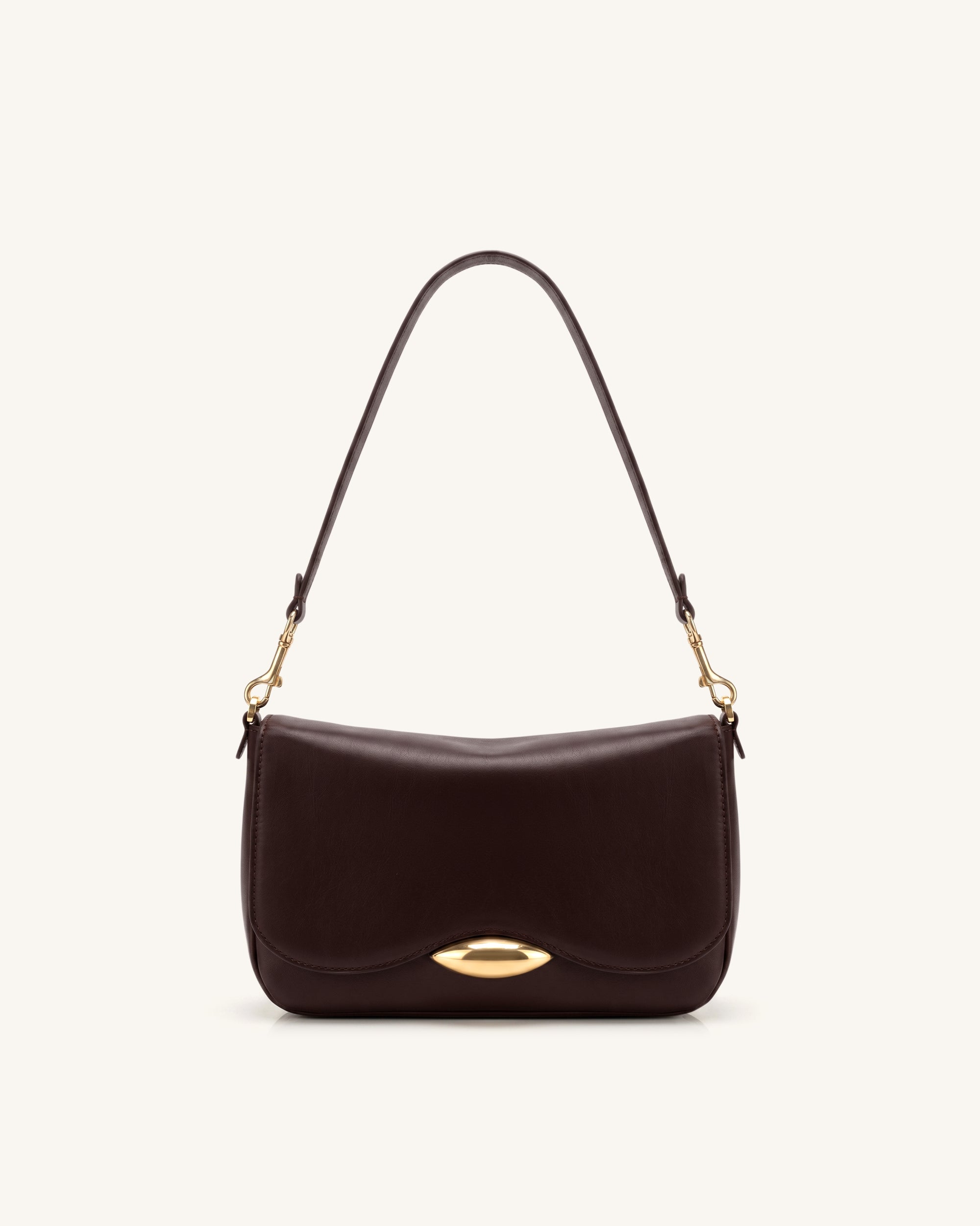 Sofia Classic Flap Shoulder Bag - Dark Brown