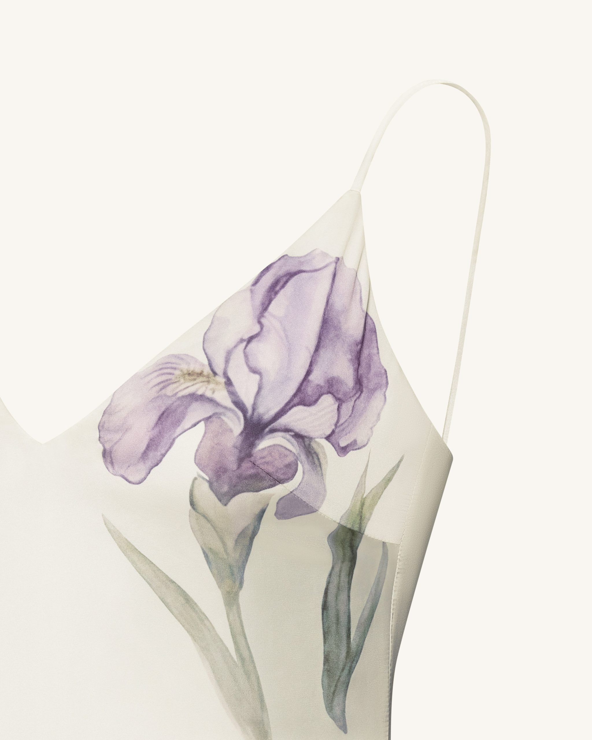 Iris Motif Satin Slip Gown - White - Image 5