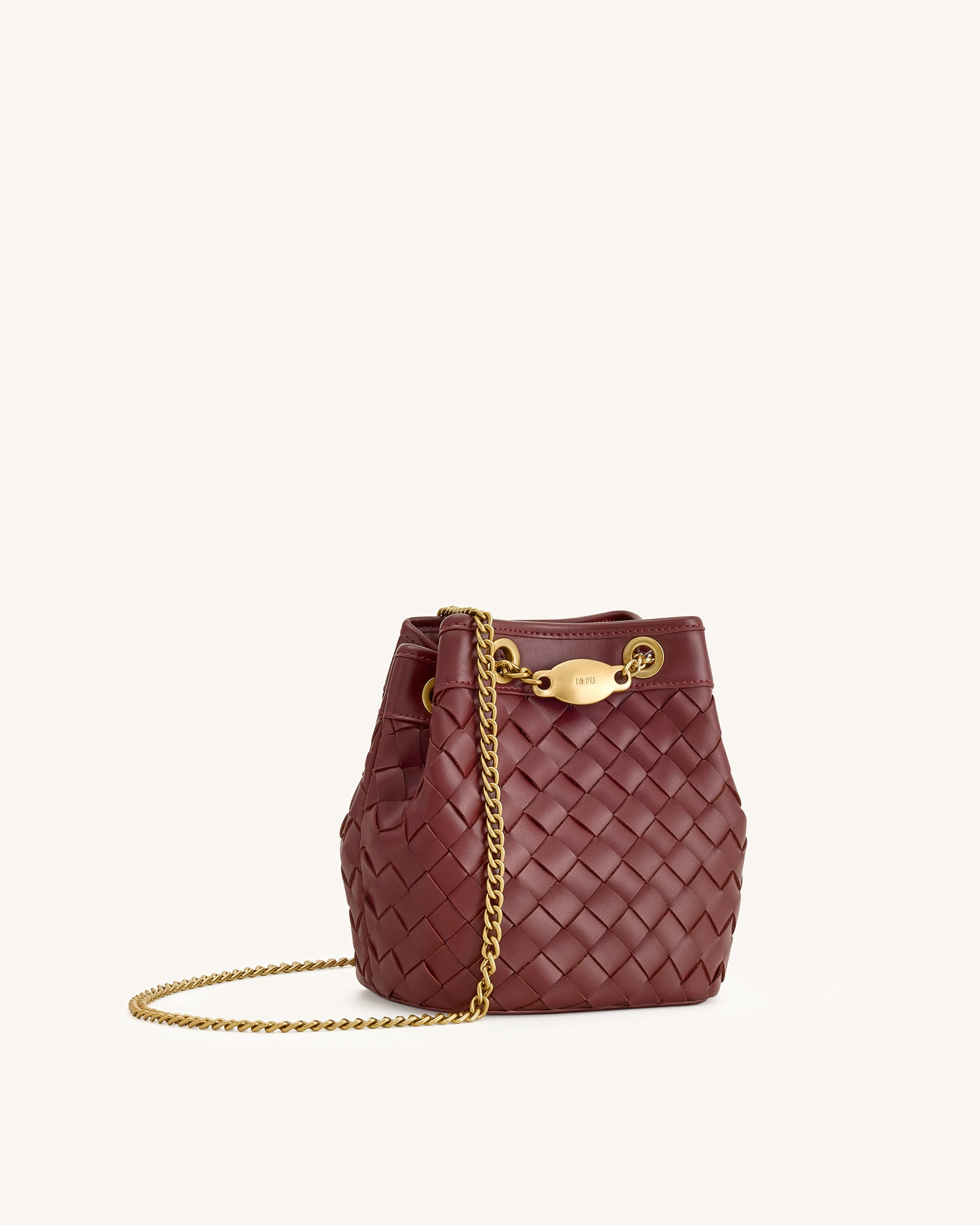 Yara Hand-Woven Bucket Bag - Burgundy - Image 2