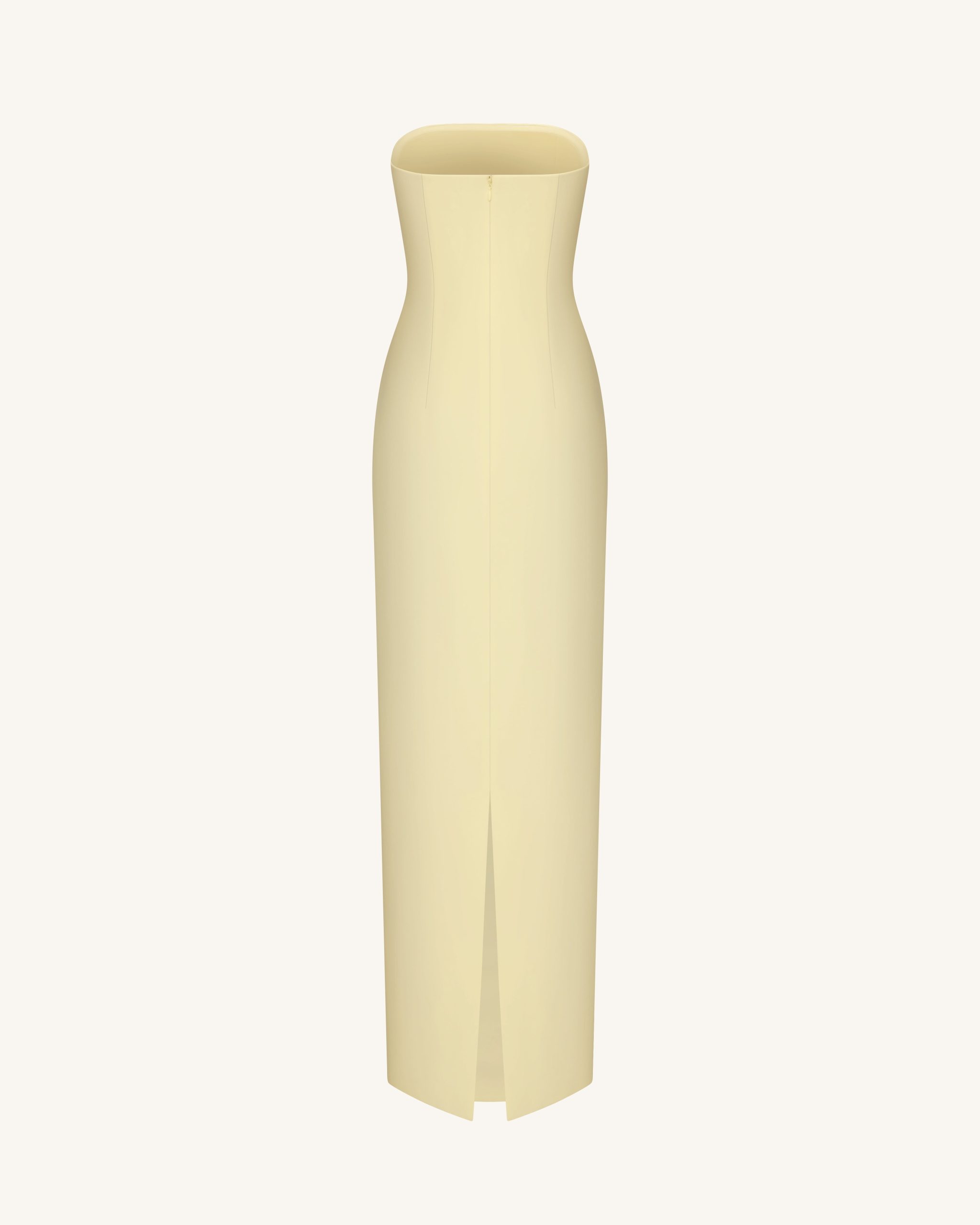 Floral Appliqué Strapless Dress - Yellow - Image 4
