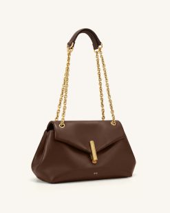 Alternative view of Valerie Chain Flap Shoulder Bag - Dark Brown