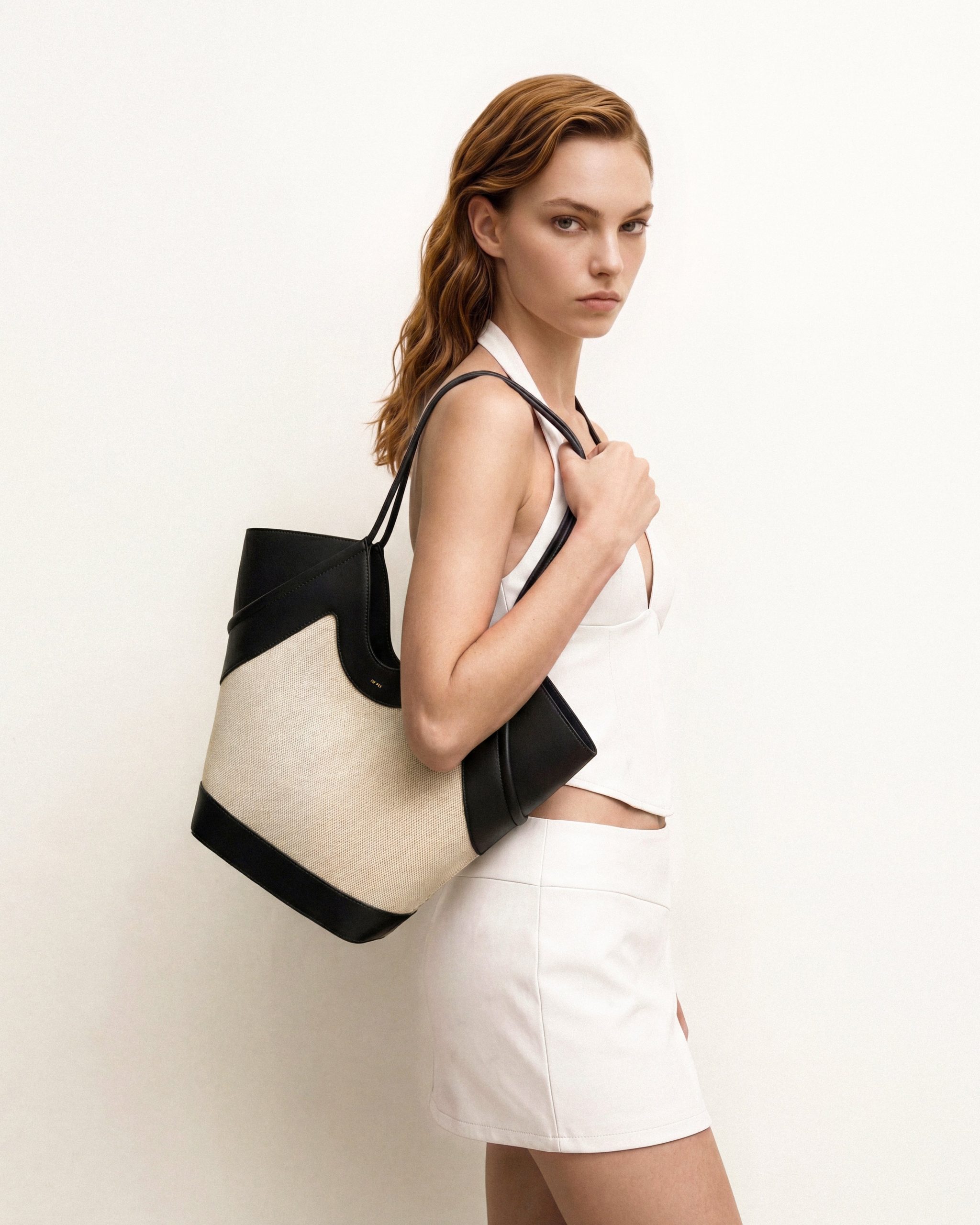 Maribel Panel Tote Bag - Black Canvas - Image 2