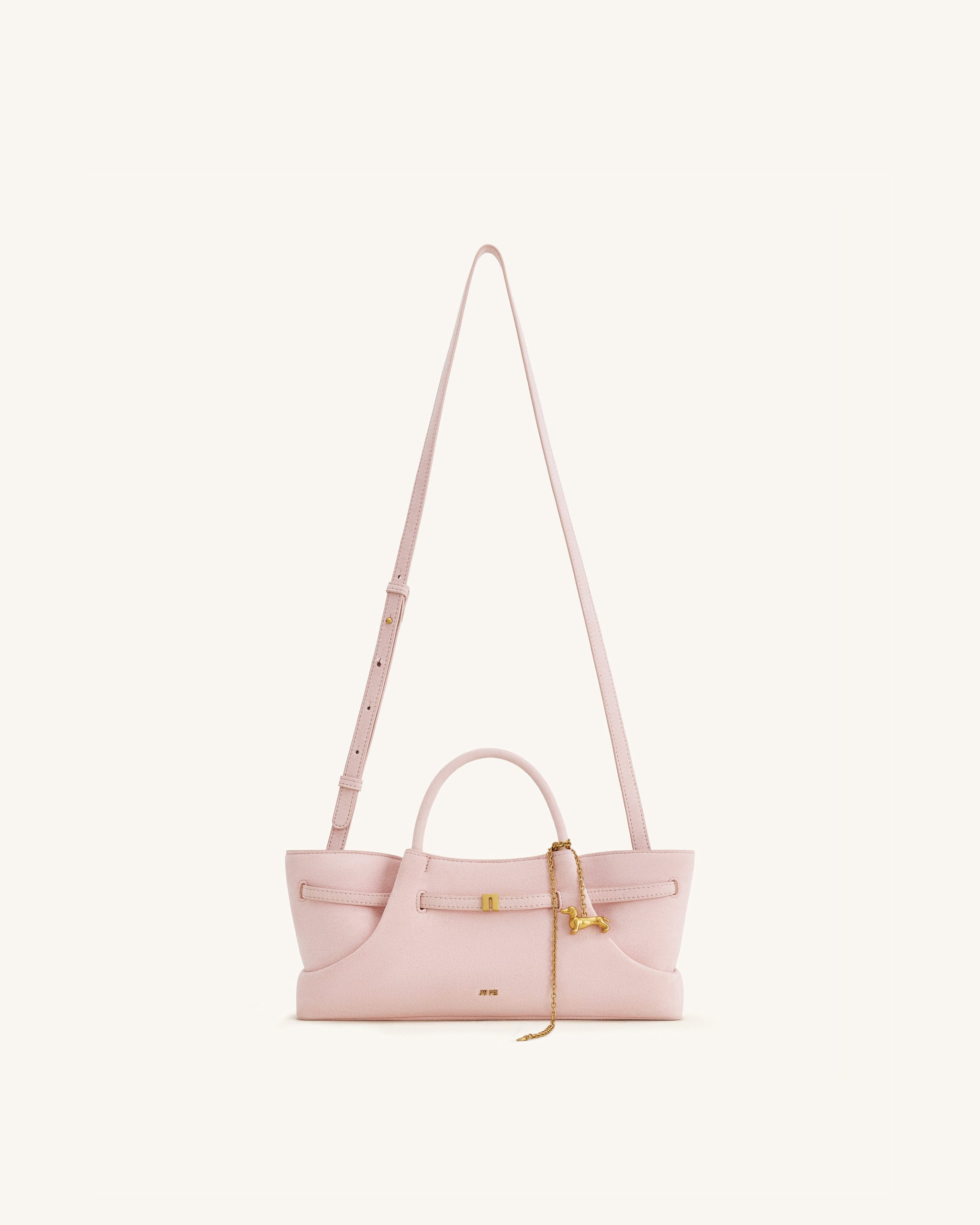 Maeve Dachshund Metal Charm Faux Suede Tote Bag - Pink - Image 2
