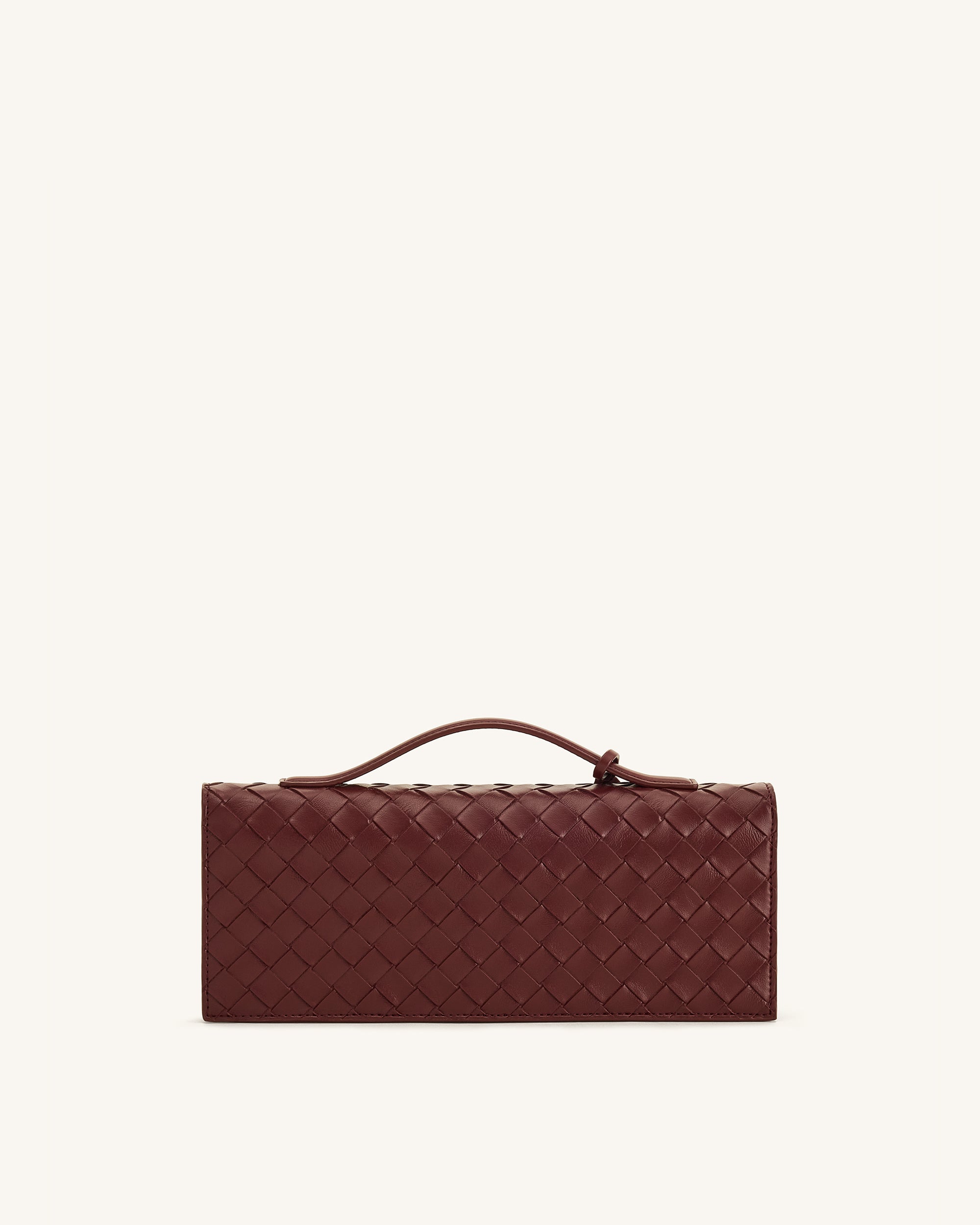 Celeste Woven Textured Envelope Top Handle Bag - Burgundy - Image 3