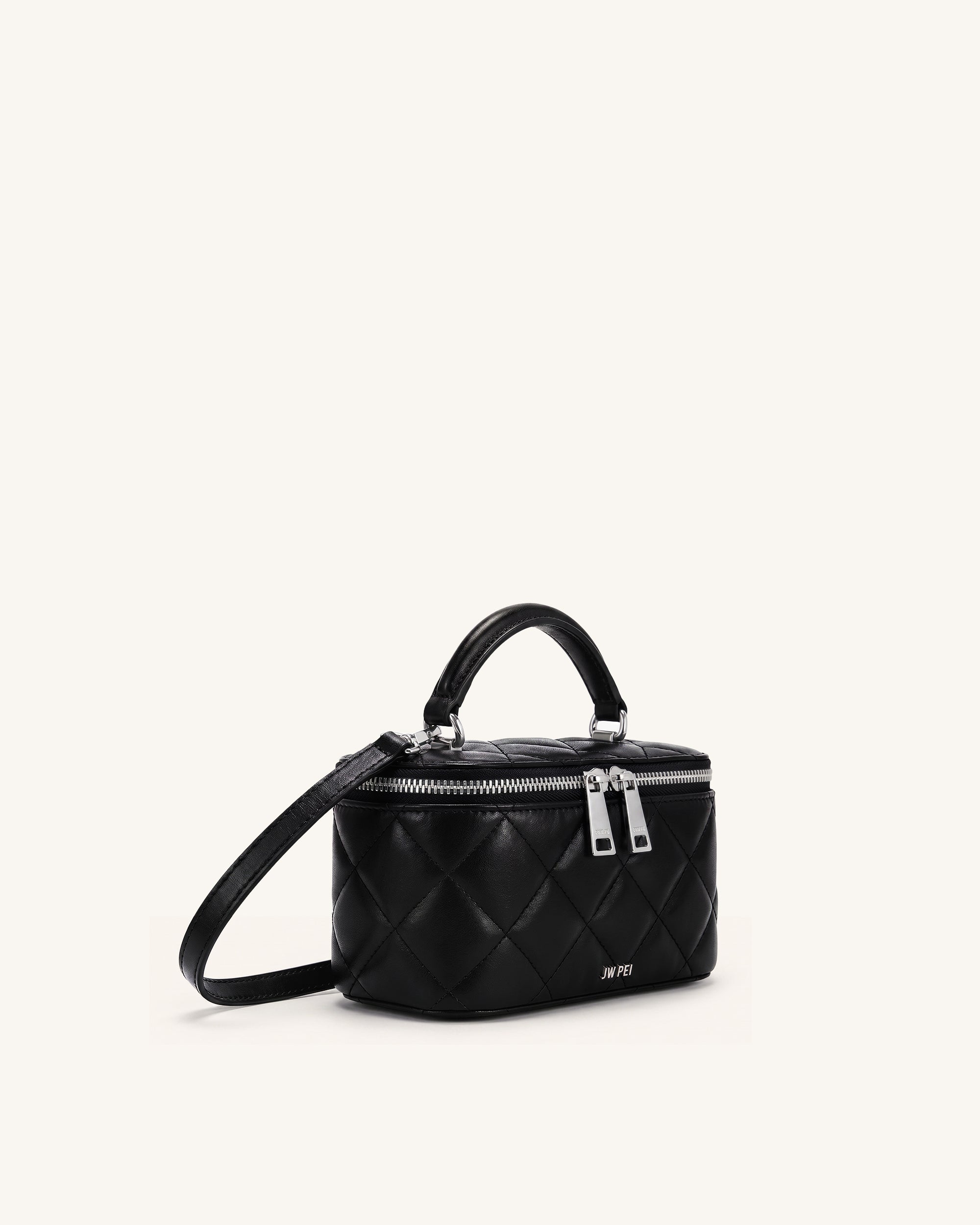 Vivienne Quilted Vanity Top Handle Bag - Black - Image 2