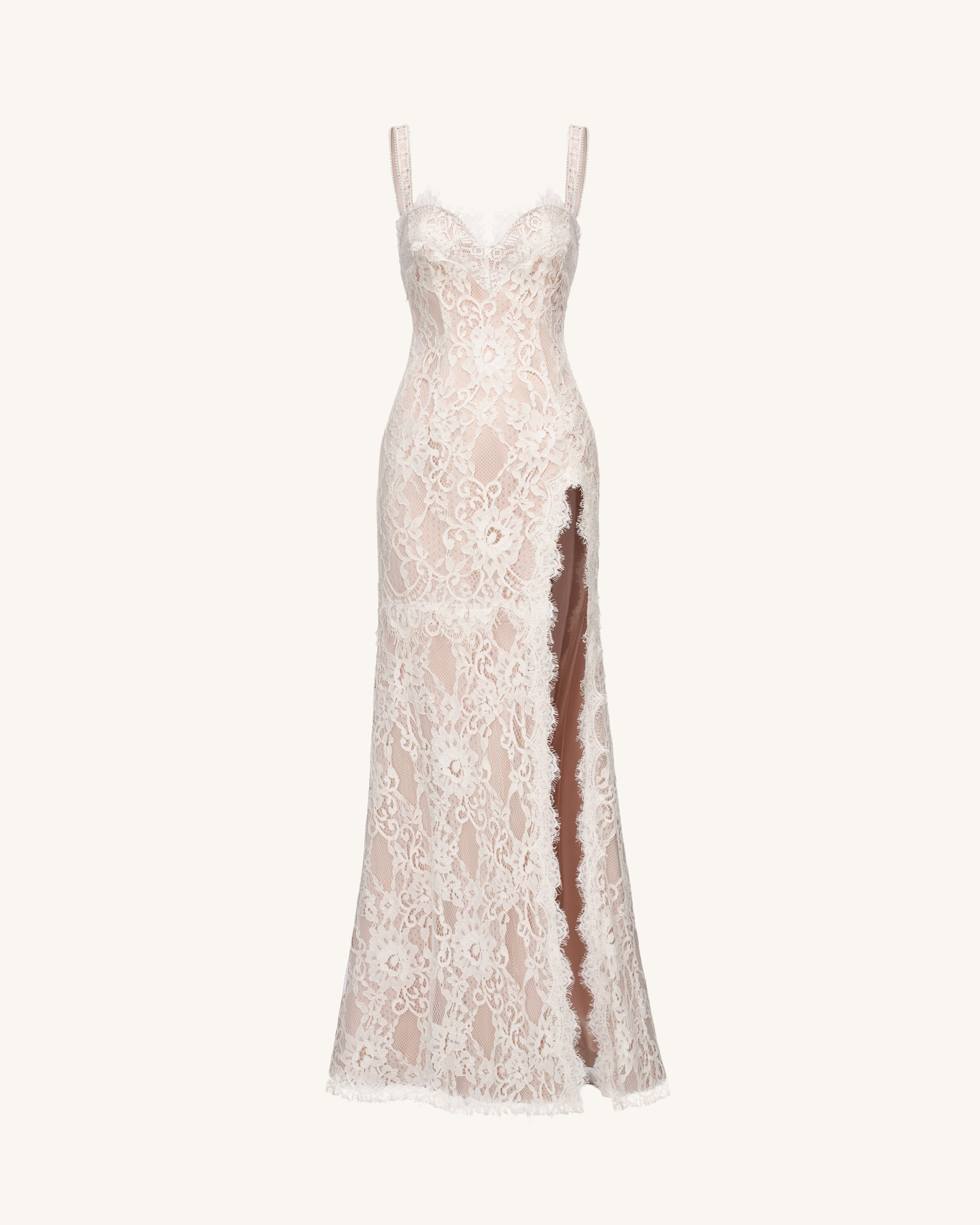 Lace Slit Maxi Dress - White - Image 2