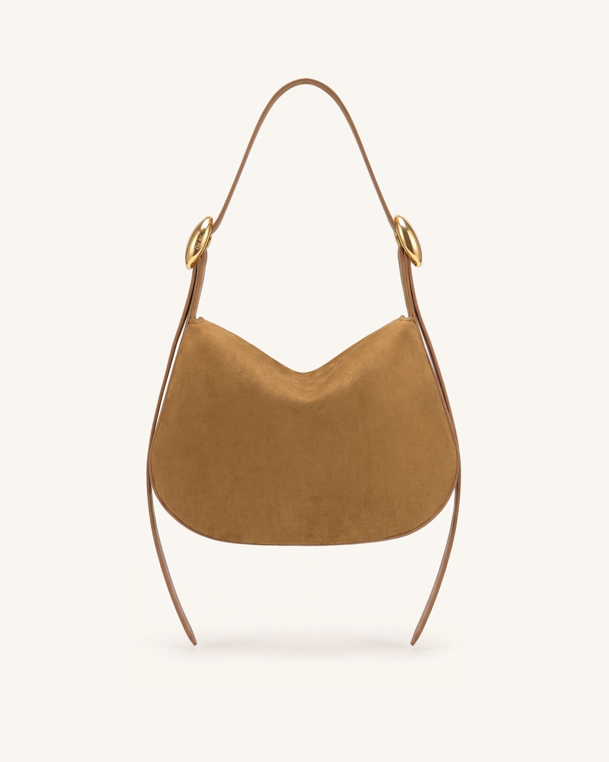 Avery Faux Suede Draped Hobo Bag - Camel - Image 3