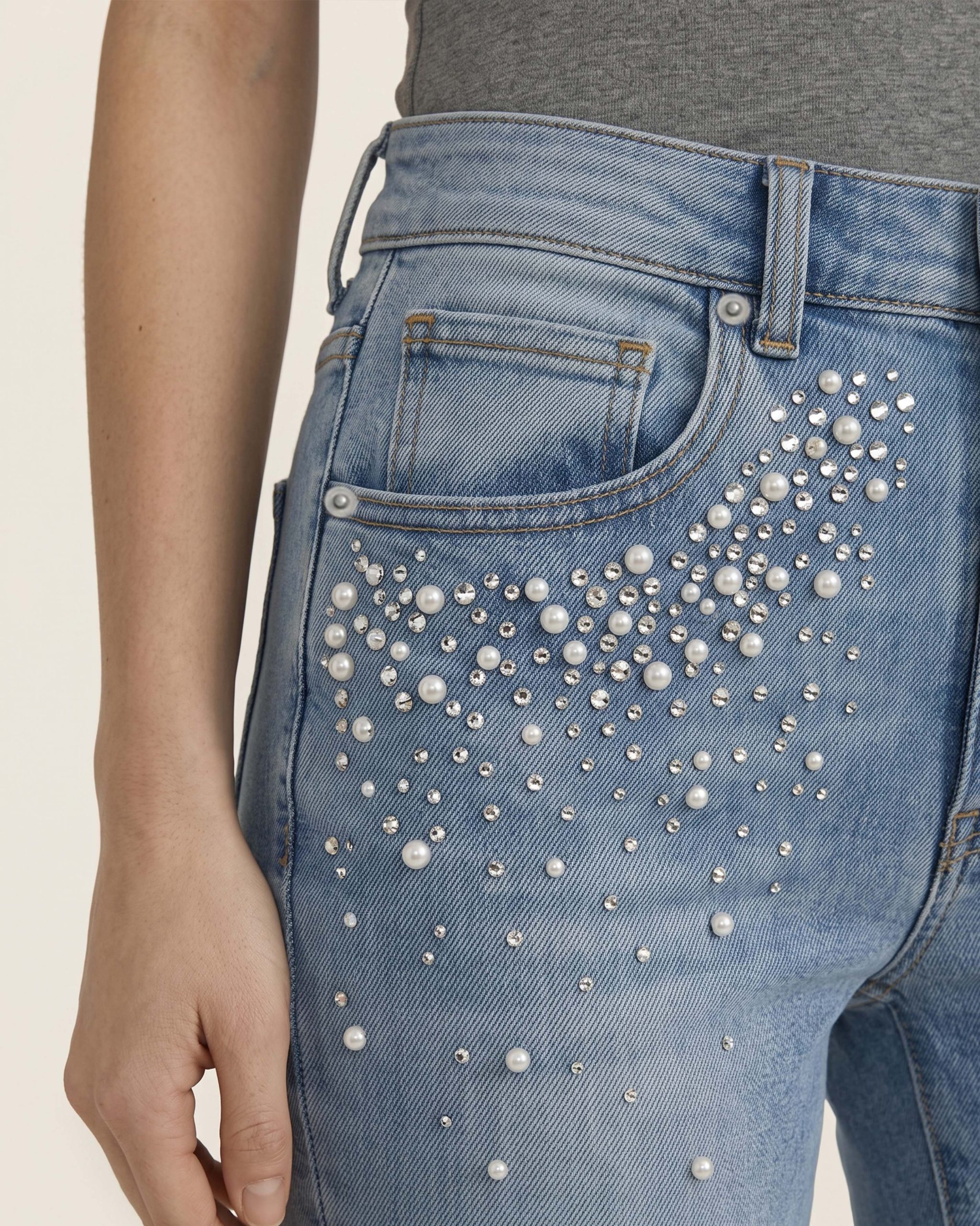 The Belladonna Pearl Cluster Flare Jeans - Summer of Love - Image 3