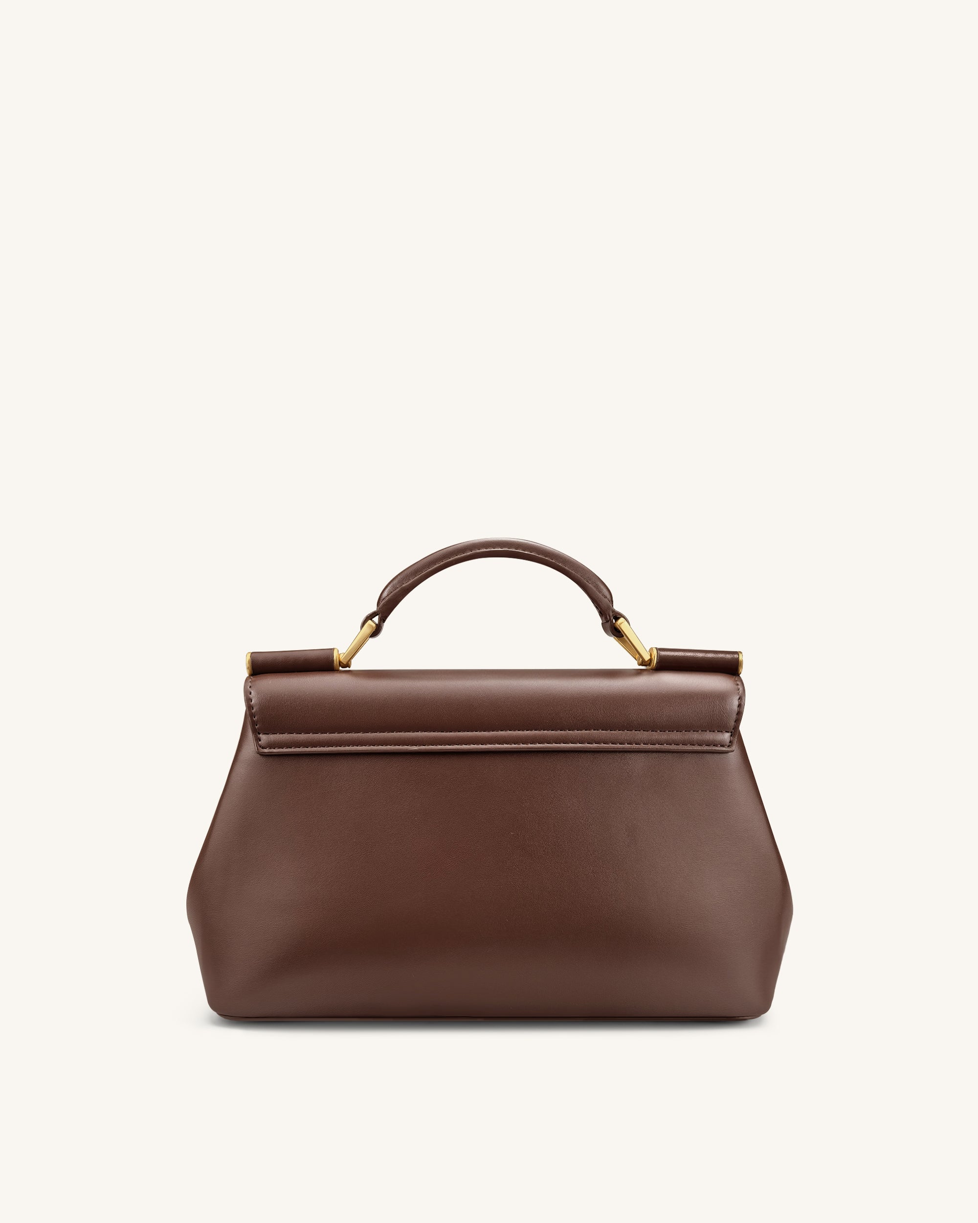 Audrey Flap Lock Top Handle Bag - Brown - Image 3